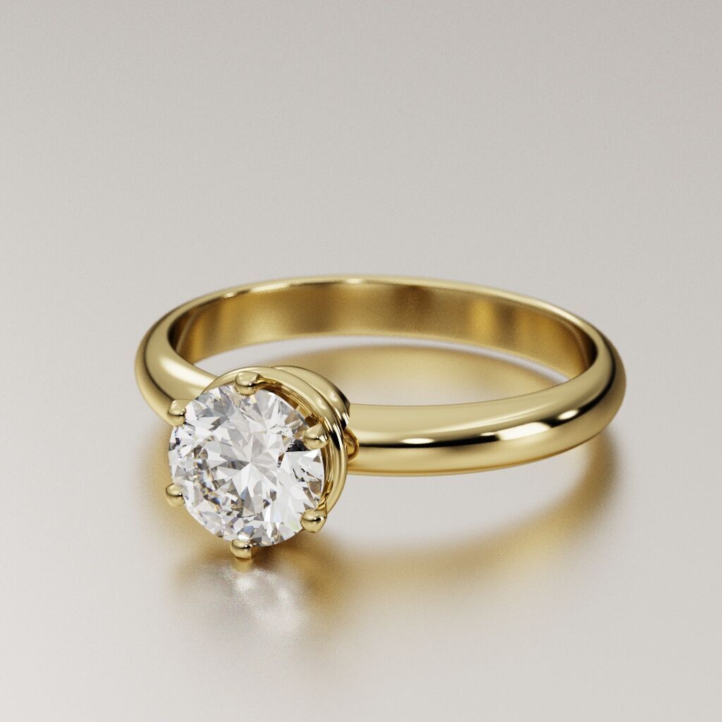 Solitaire diamond ring 3D print model_19