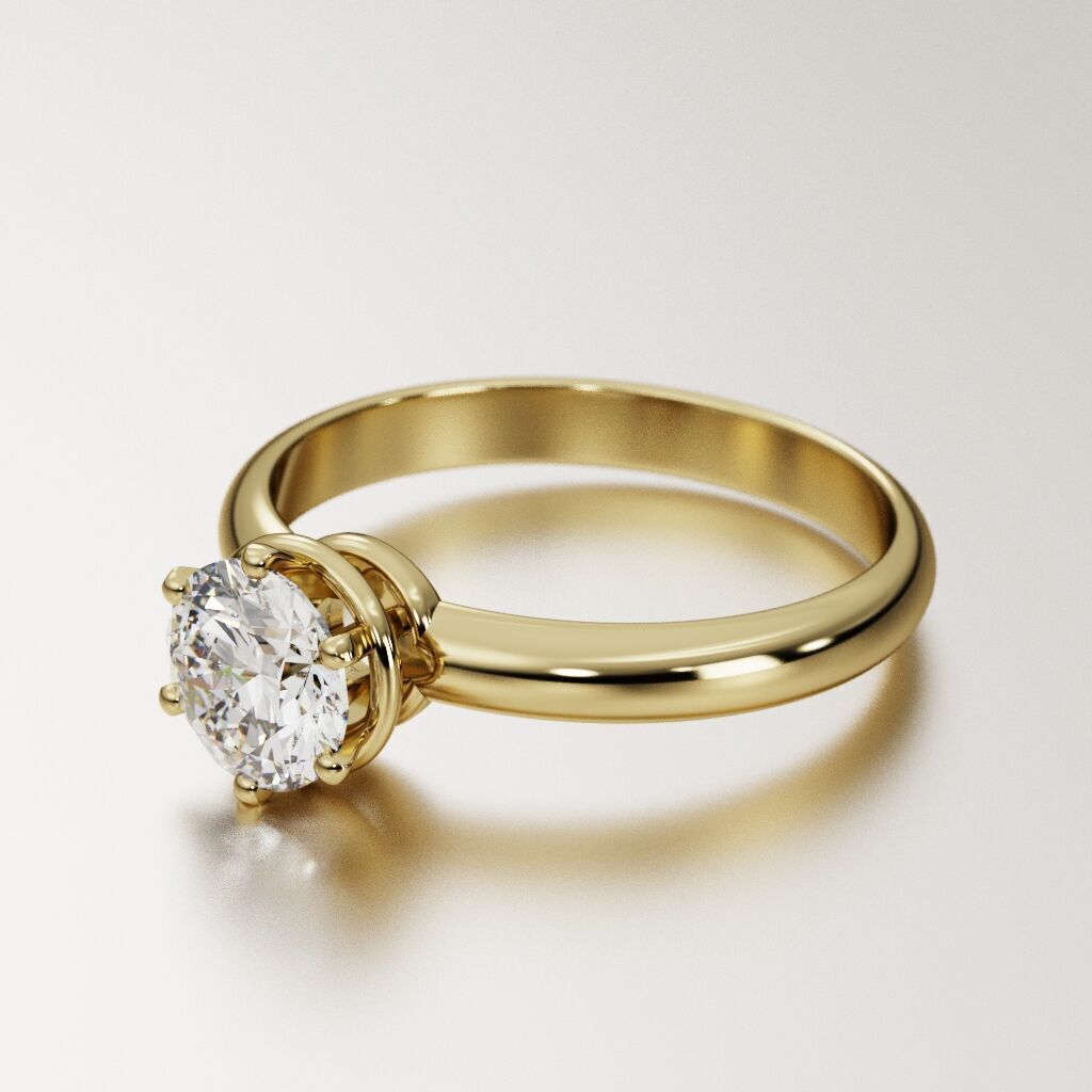 Solitaire diamond ring 3D print model_14