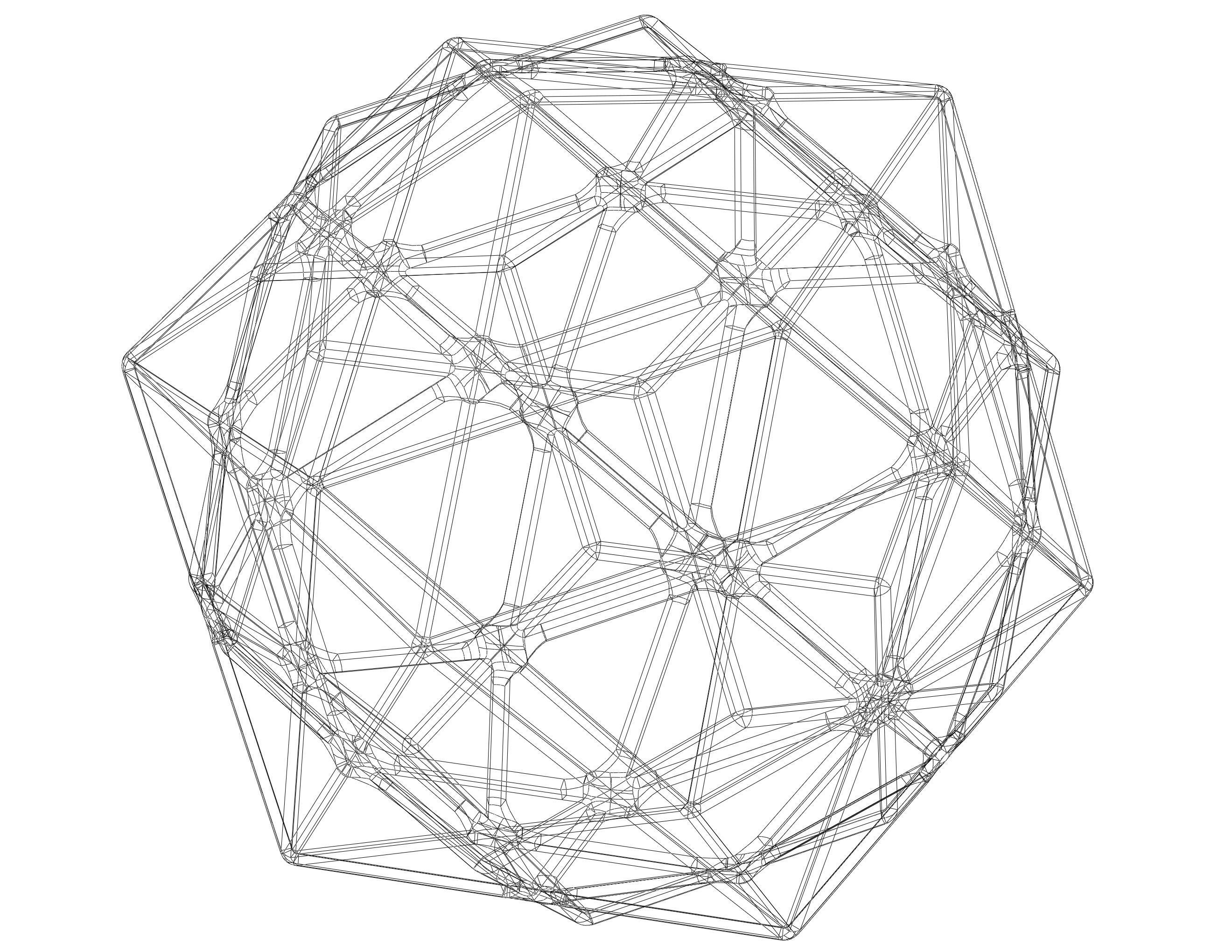 Wireframe Shape Compound of Dodecahedron and Icosahedron 3D print model_5