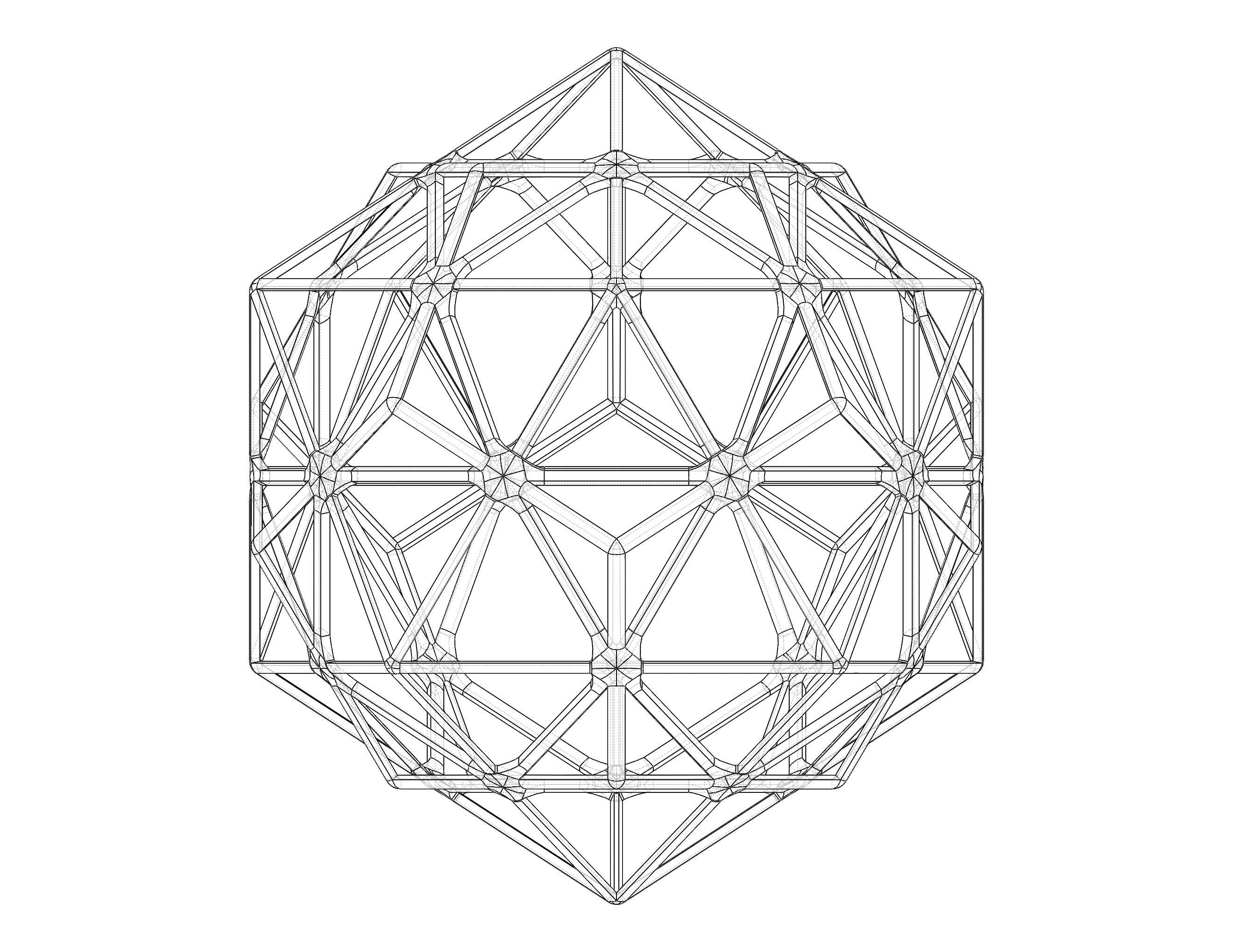 Wireframe Shape Compound of Dodecahedron and Icosahedron 3D print model_40