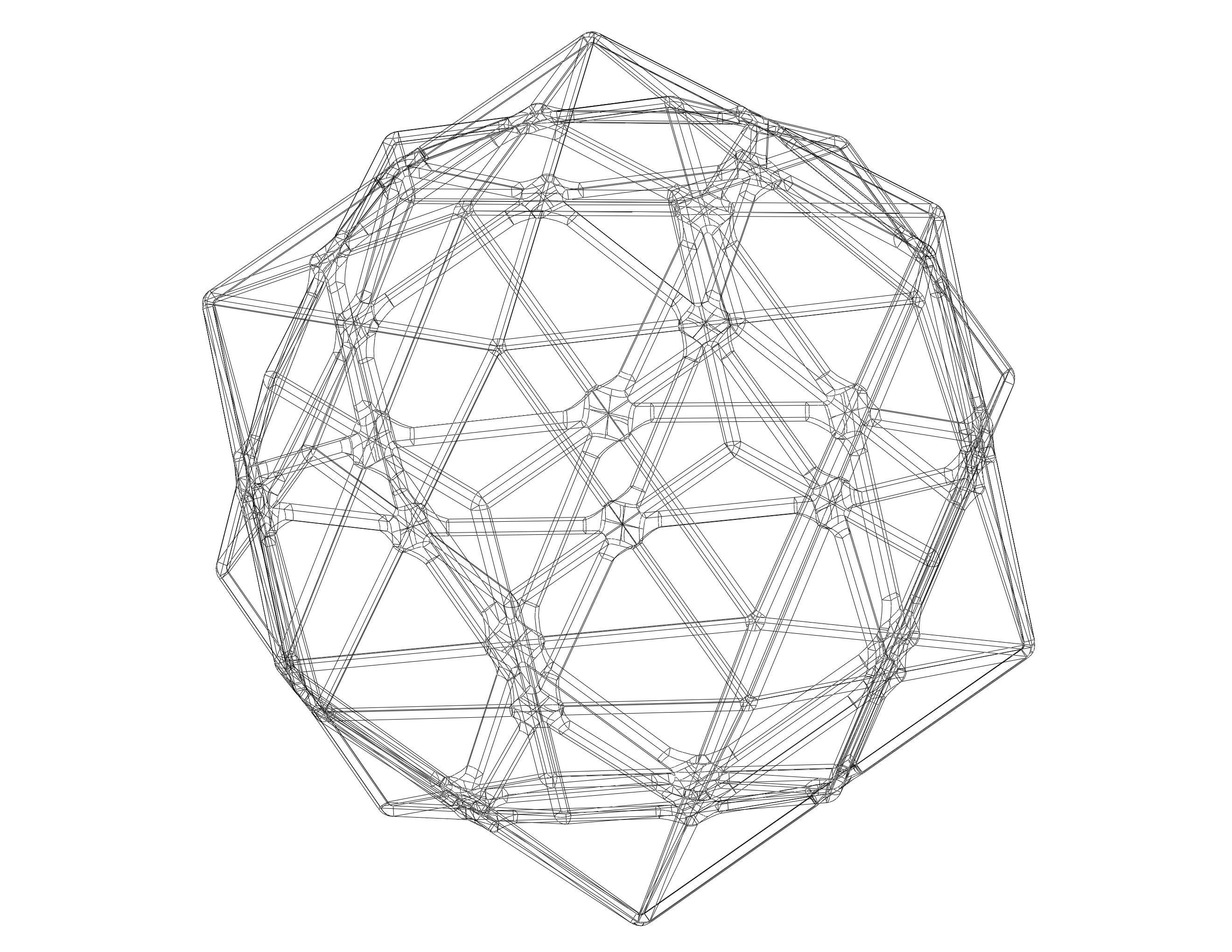 Wireframe Shape Compound of Dodecahedron and Icosahedron 3D print model_9