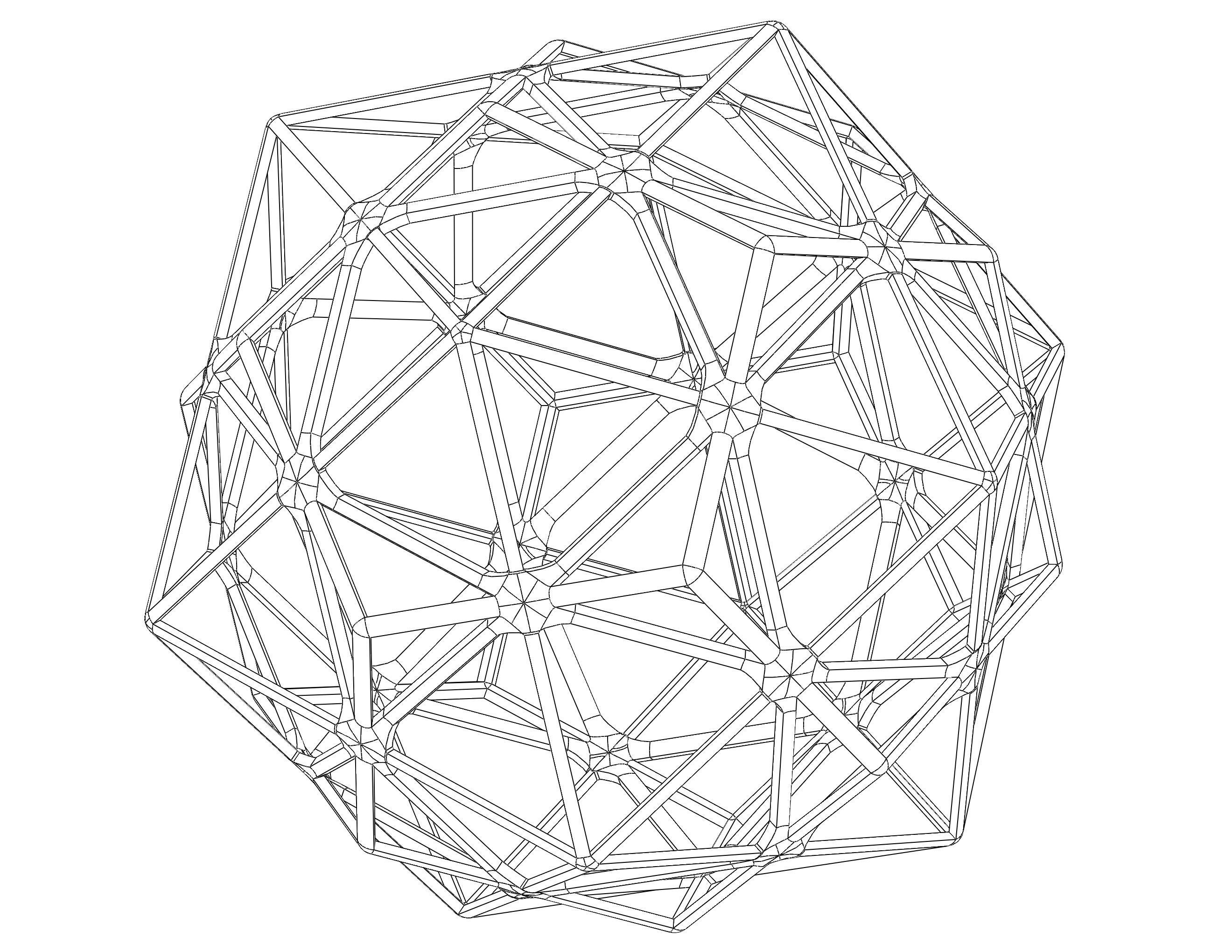 Wireframe Shape Compound of Dodecahedron and Icosahedron 3D print model_27