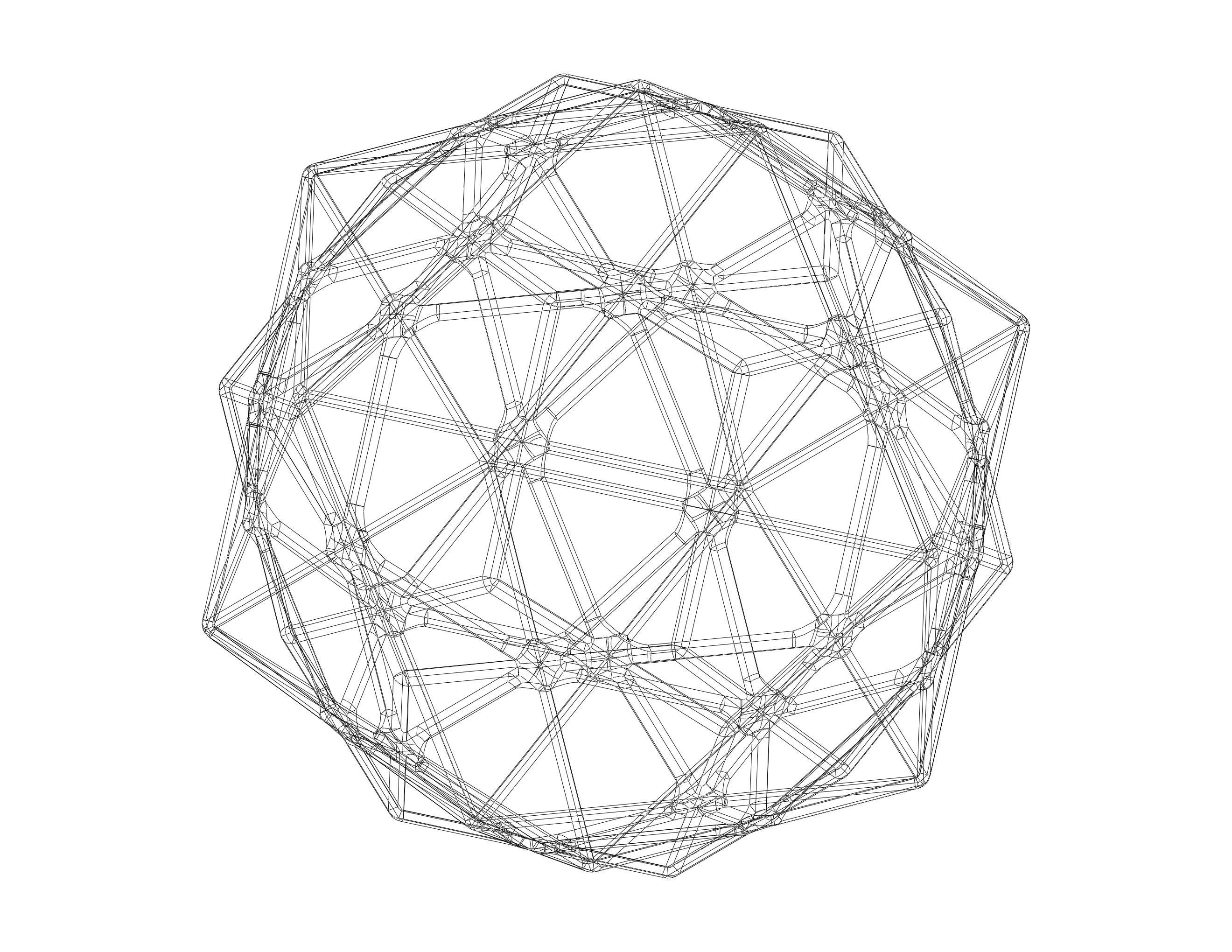 Wireframe Shape Compound of Dodecahedron and Icosahedron 3D print model_37