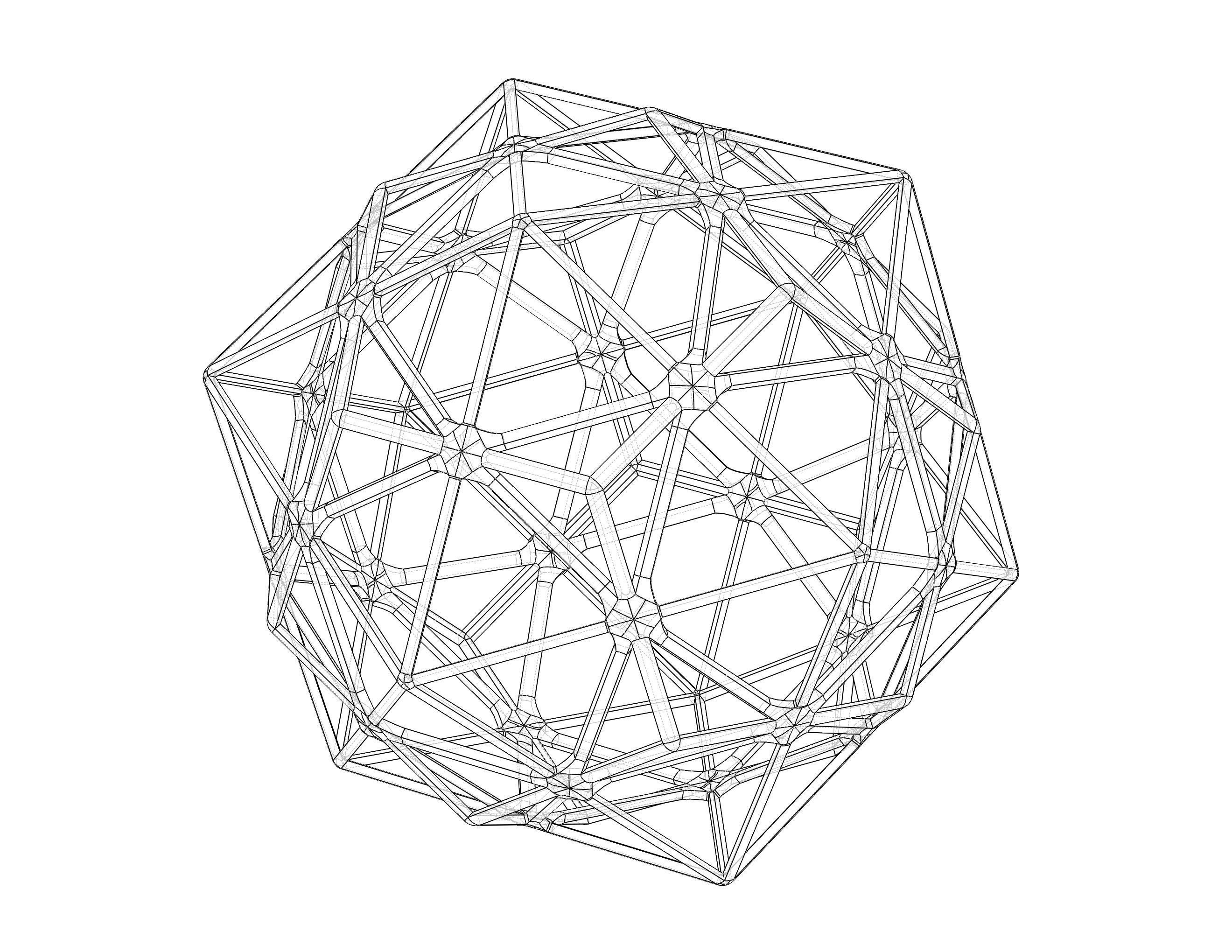 Wireframe Shape Compound of Dodecahedron and Icosahedron 3D print model_12