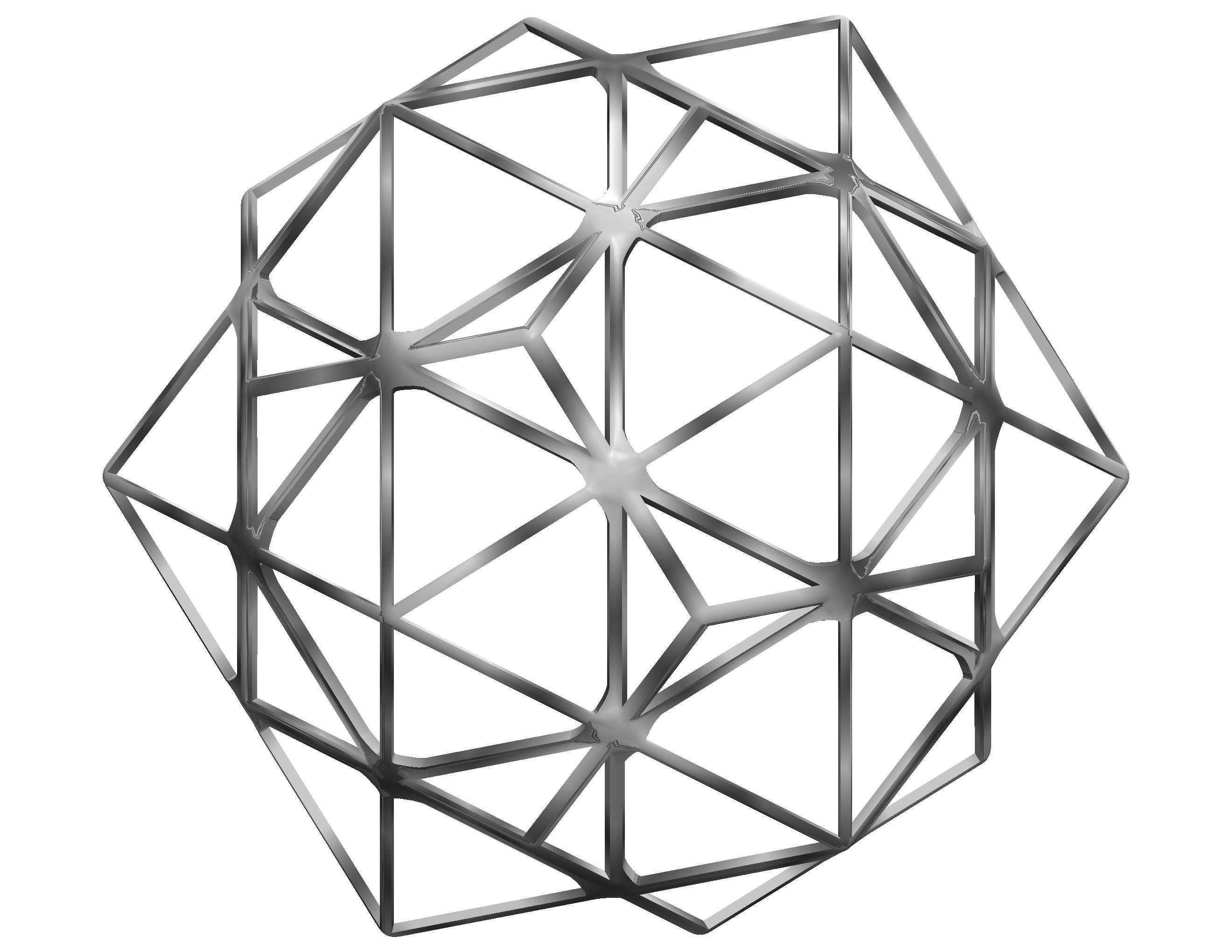 Wireframe Shape Compound of Dodecahedron and Icosahedron 3D print model_34