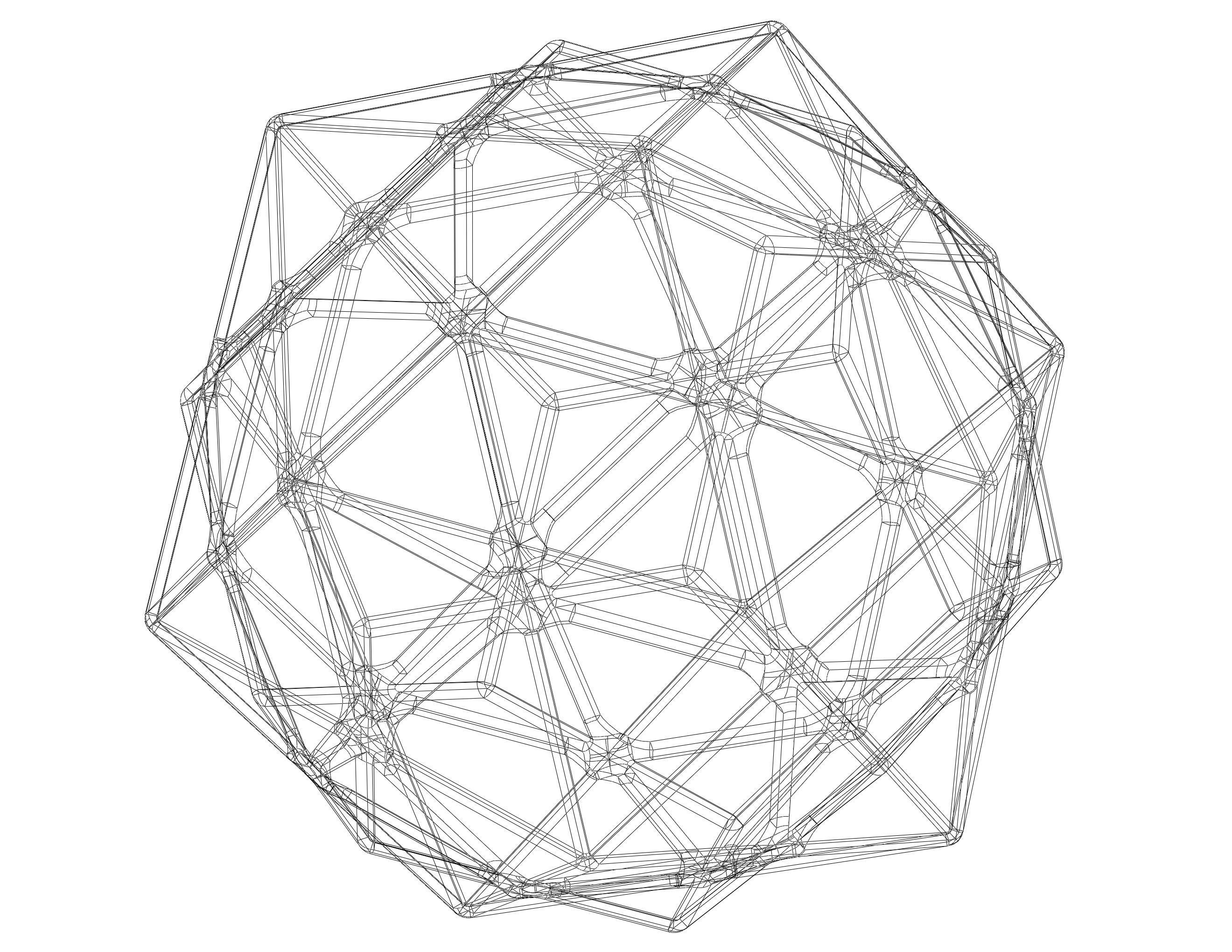 Wireframe Shape Compound of Dodecahedron and Icosahedron 3D print model_29