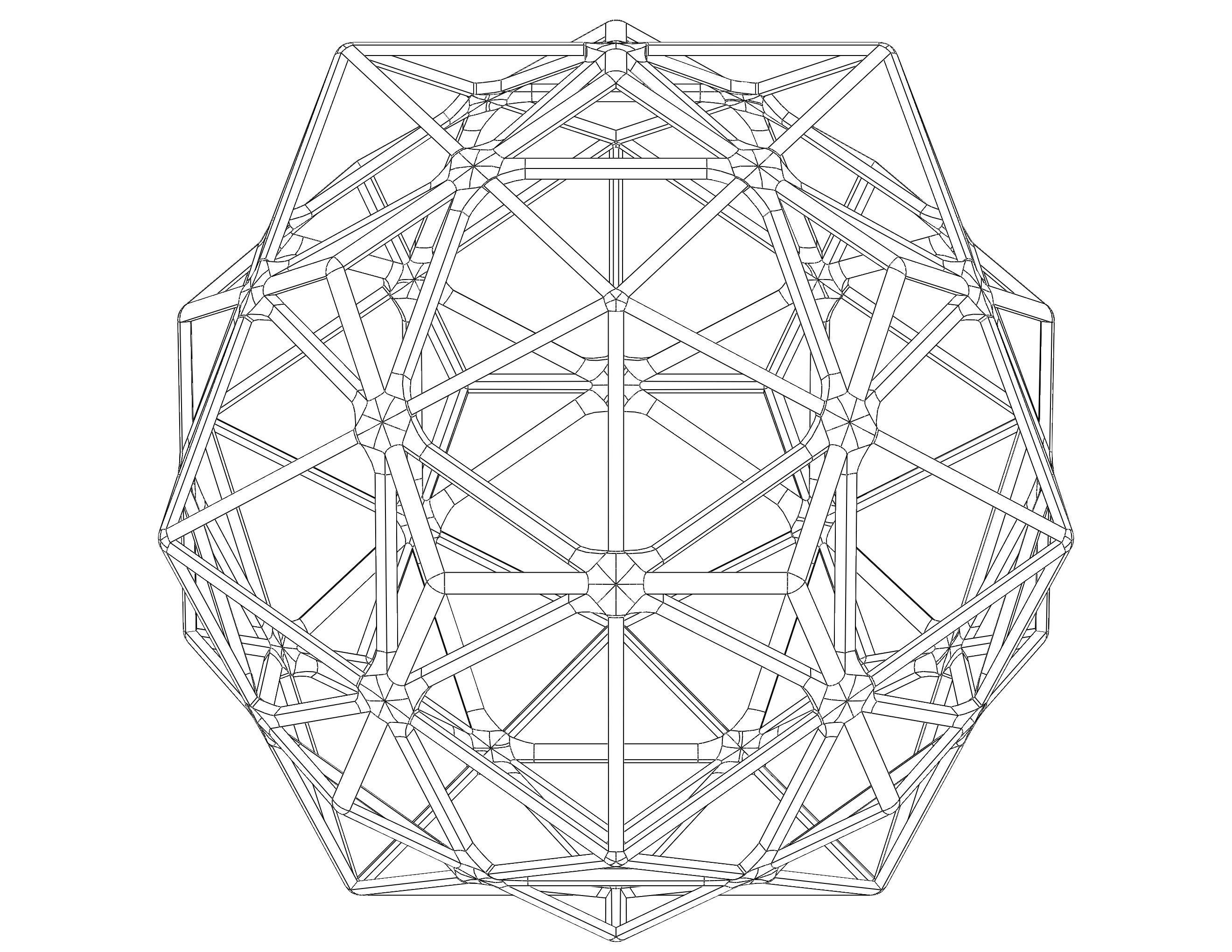 Wireframe Shape Compound of Dodecahedron and Icosahedron 3D print model_19