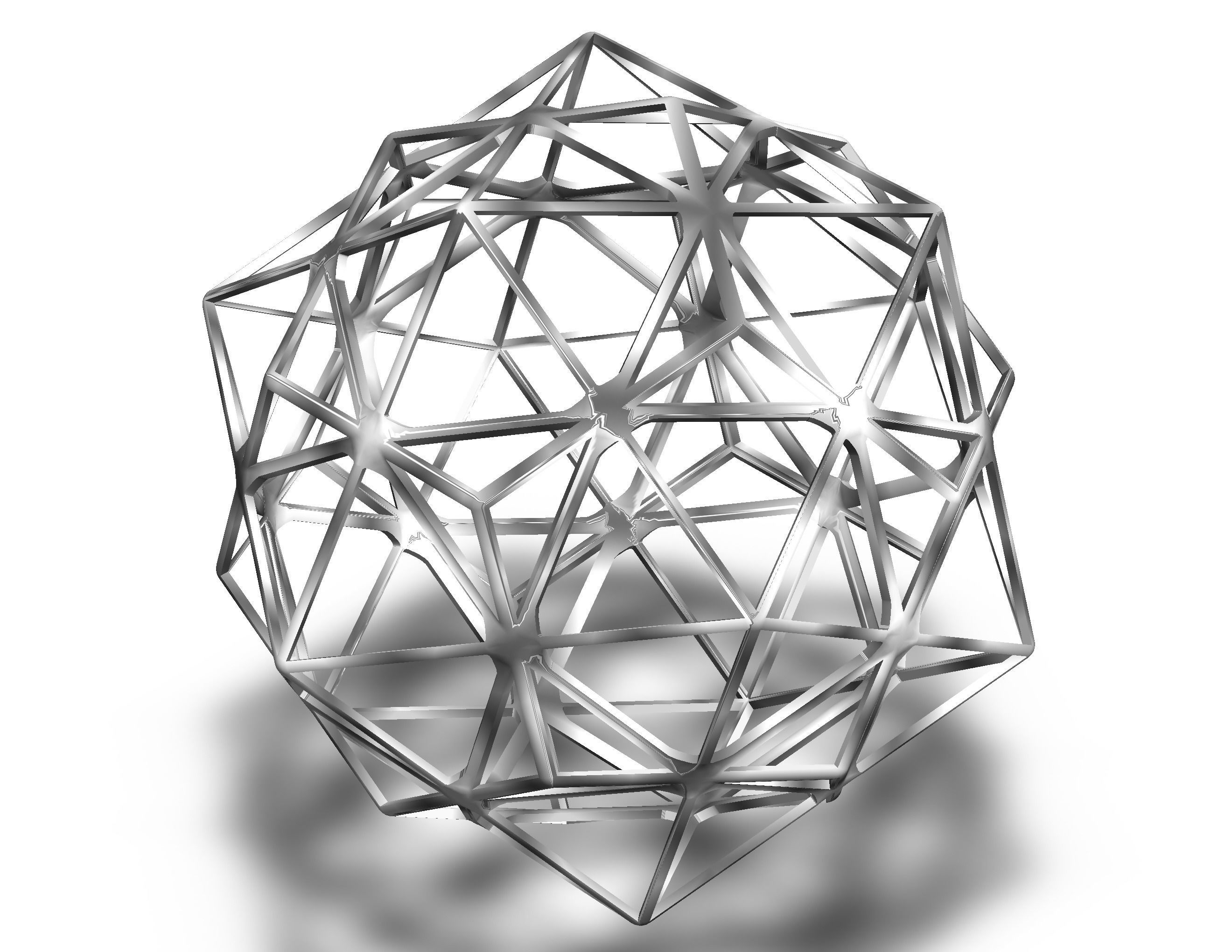Wireframe Shape Compound of Dodecahedron and Icosahedron 3D print model_10