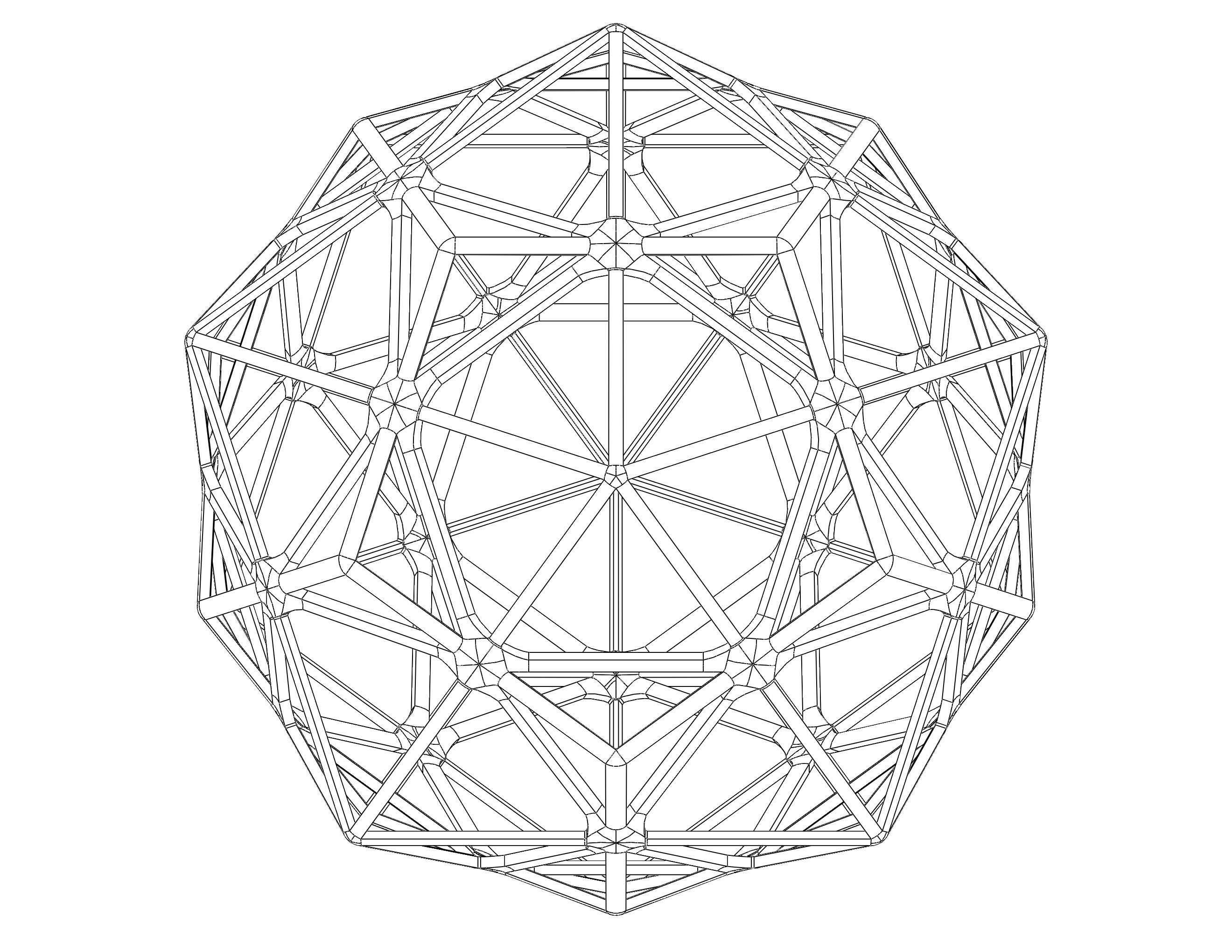 Wireframe Shape Compound of Dodecahedron and Icosahedron 3D print model_23