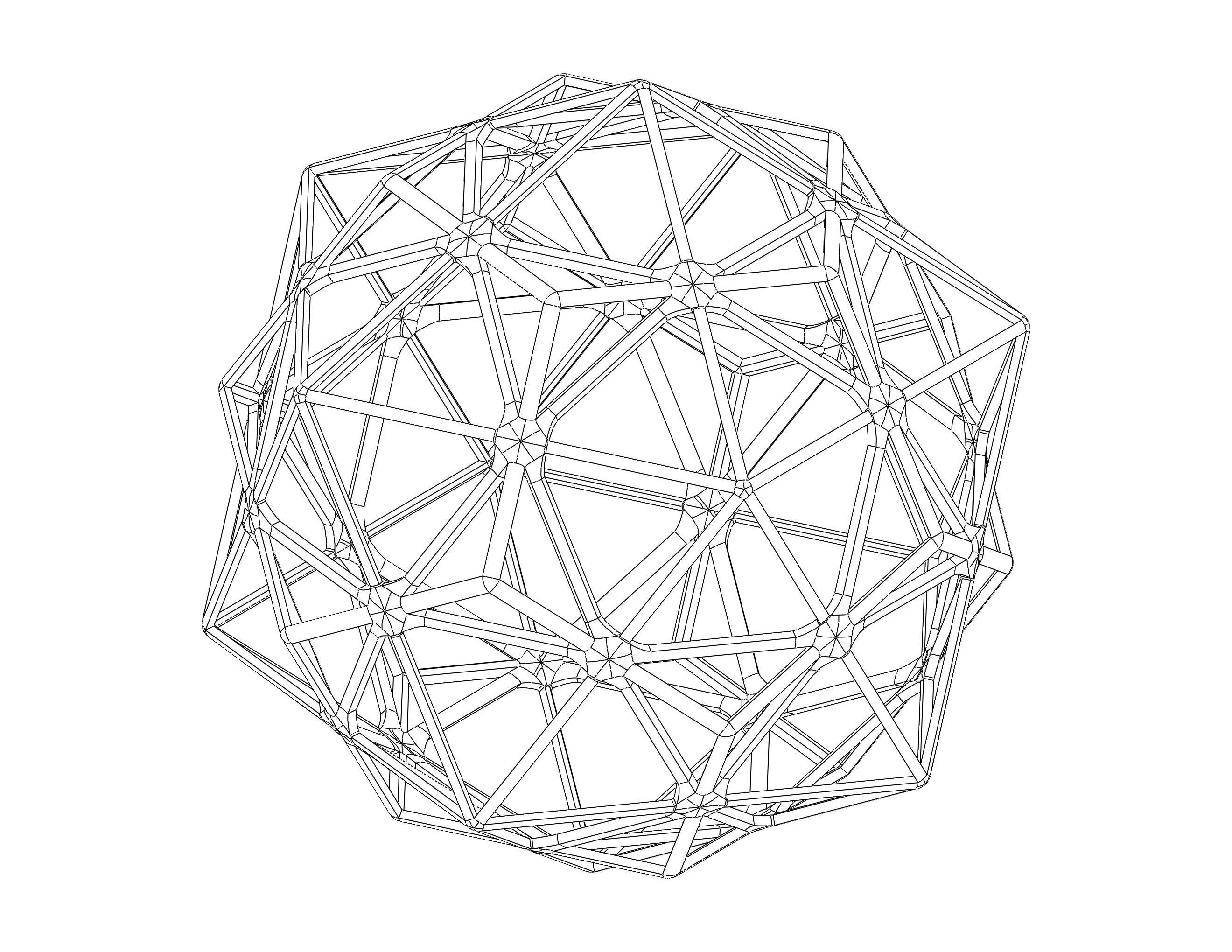Wireframe Shape Compound of Dodecahedron and Icosahedron 3D print model_35