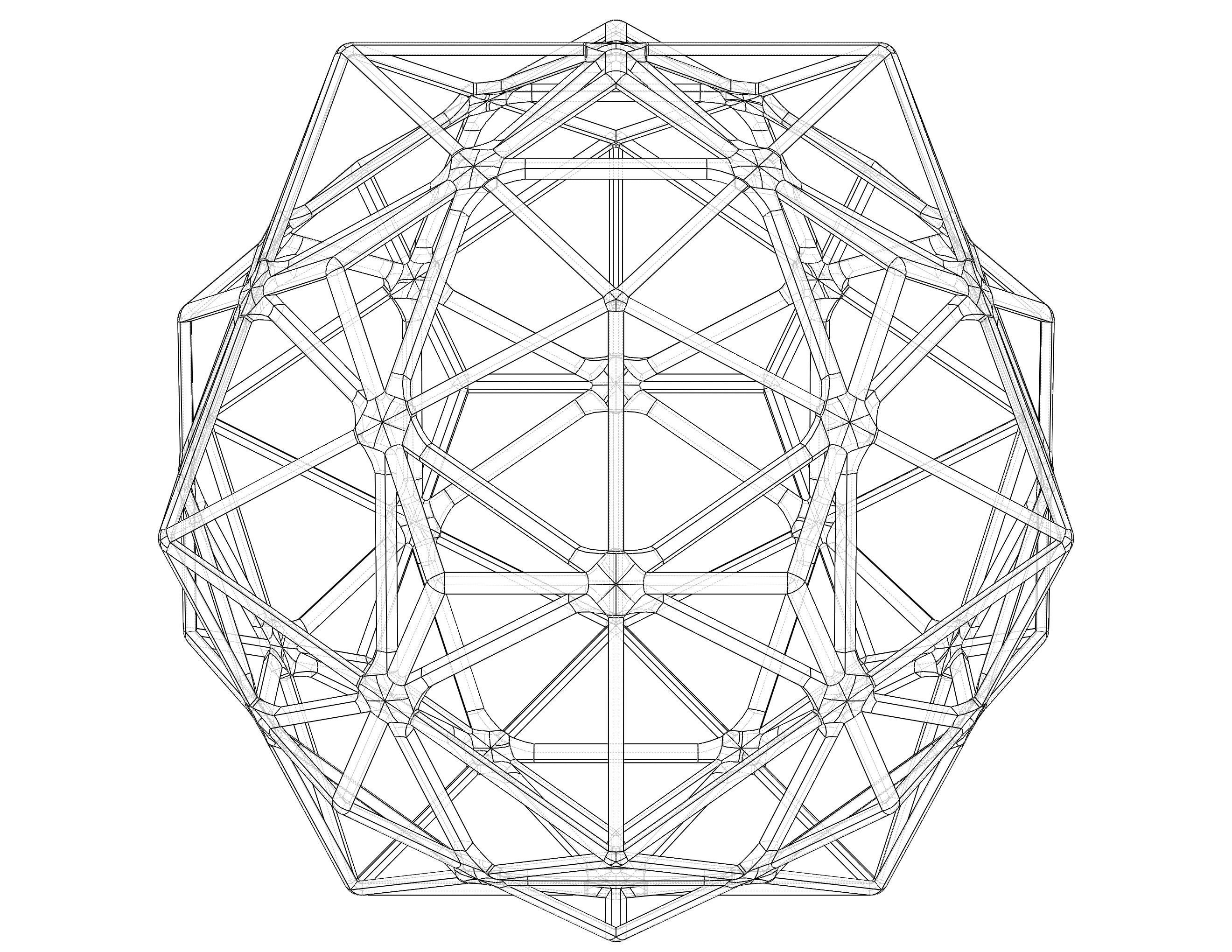 Wireframe Shape Compound of Dodecahedron and Icosahedron 3D print model_20