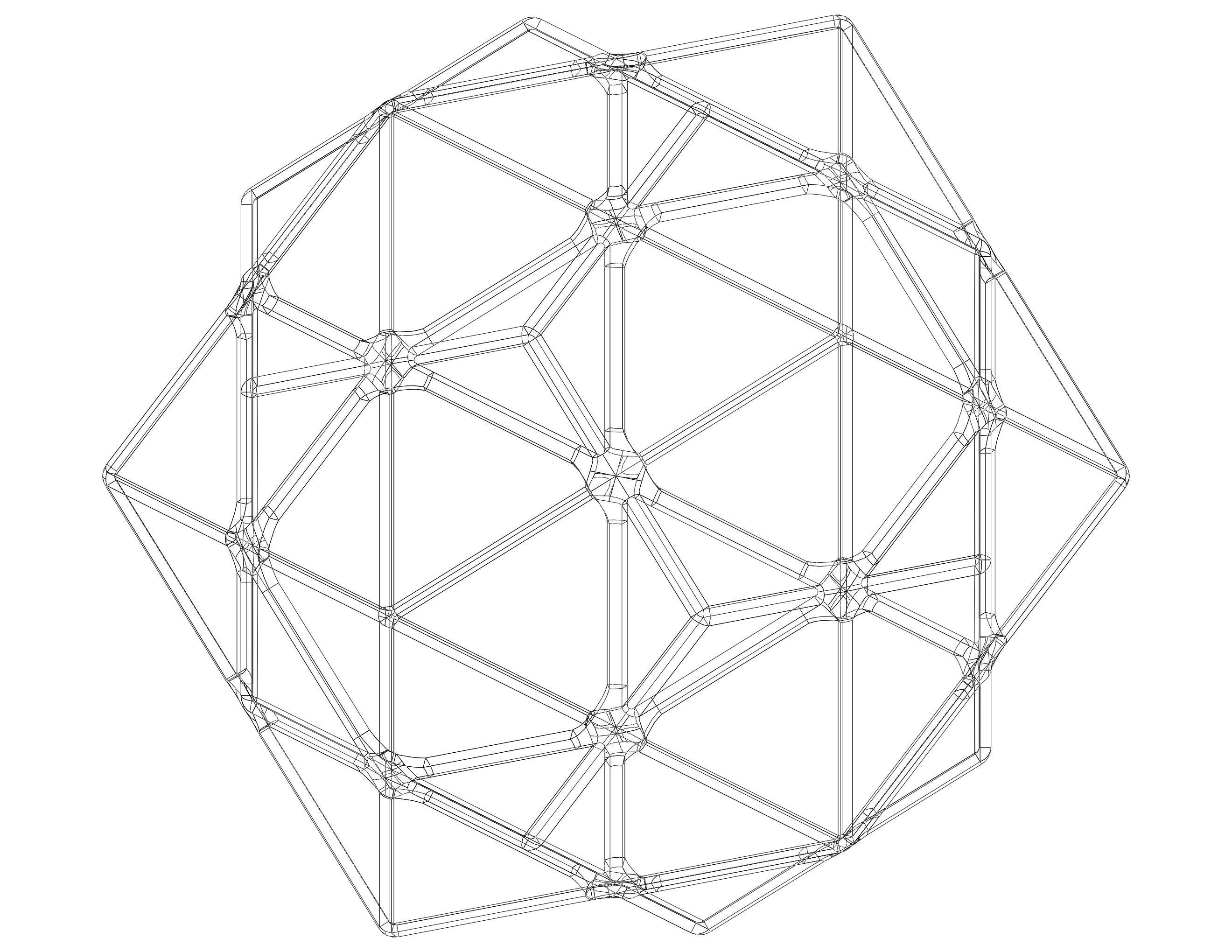Wireframe Shape Compound of Dodecahedron and Icosahedron 3D print model_33