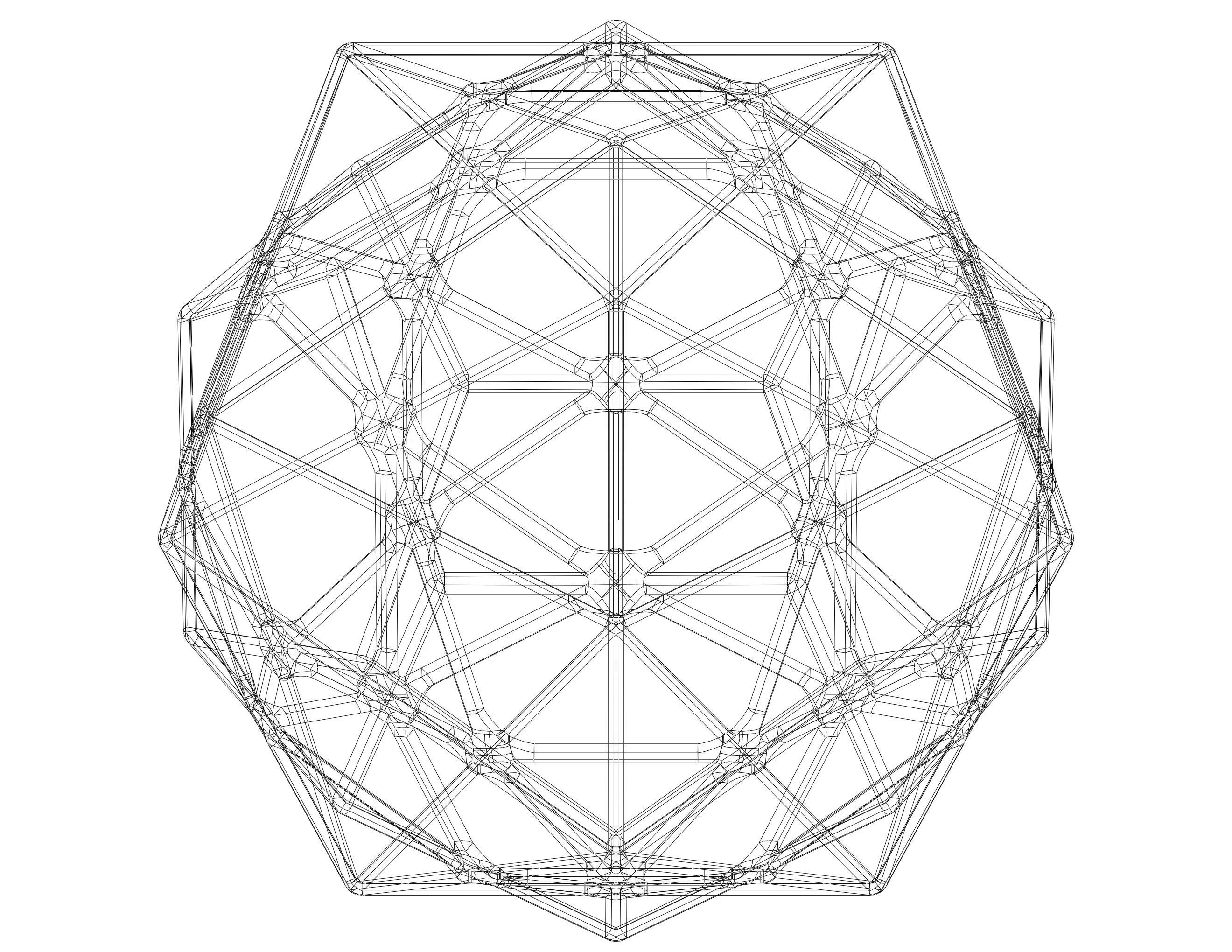 Wireframe Shape Compound of Dodecahedron and Icosahedron 3D print model_21