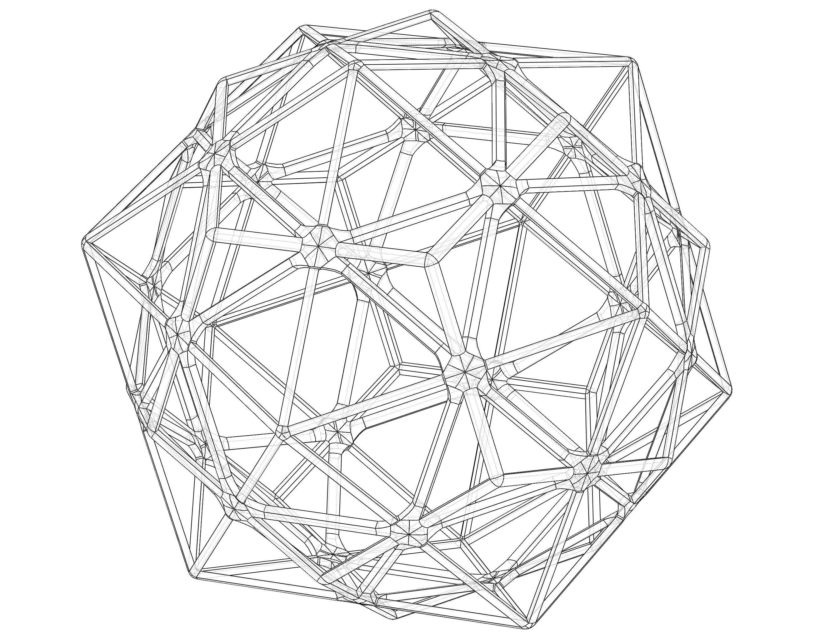 Wireframe Shape Compound of Dodecahedron and Icosahedron 3D print model_4