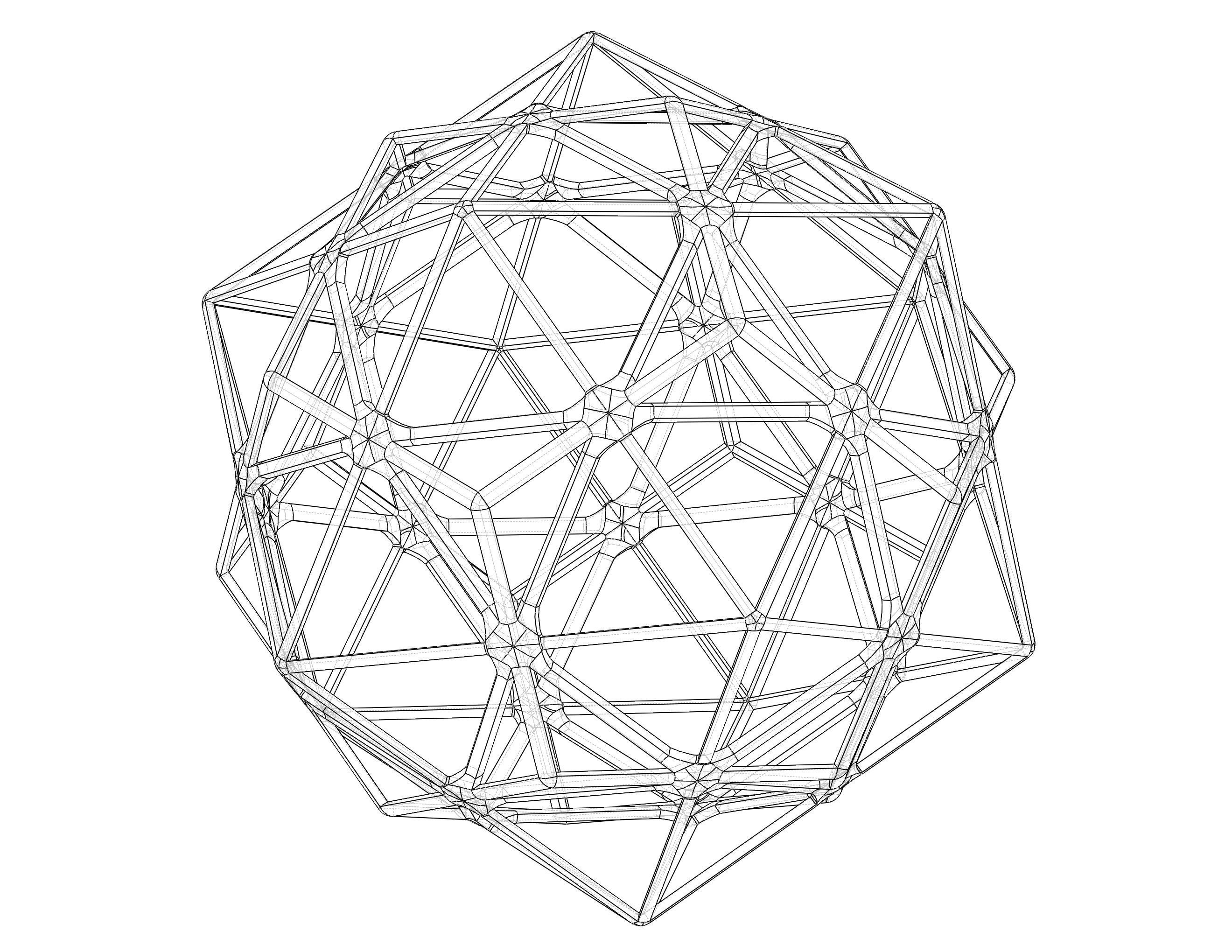 Wireframe Shape Compound of Dodecahedron and Icosahedron 3D print model_8