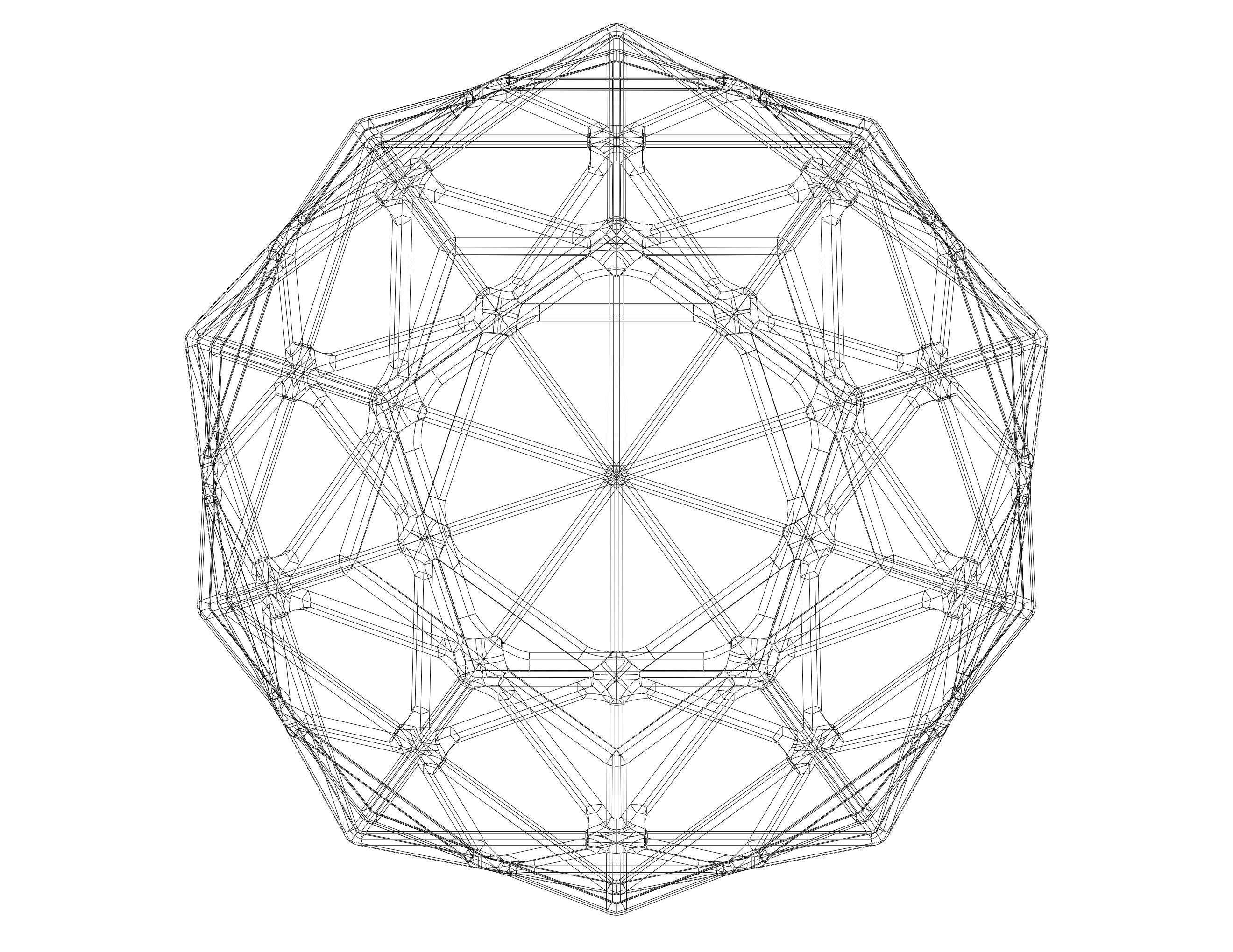Wireframe Shape Compound of Dodecahedron and Icosahedron 3D print model_25