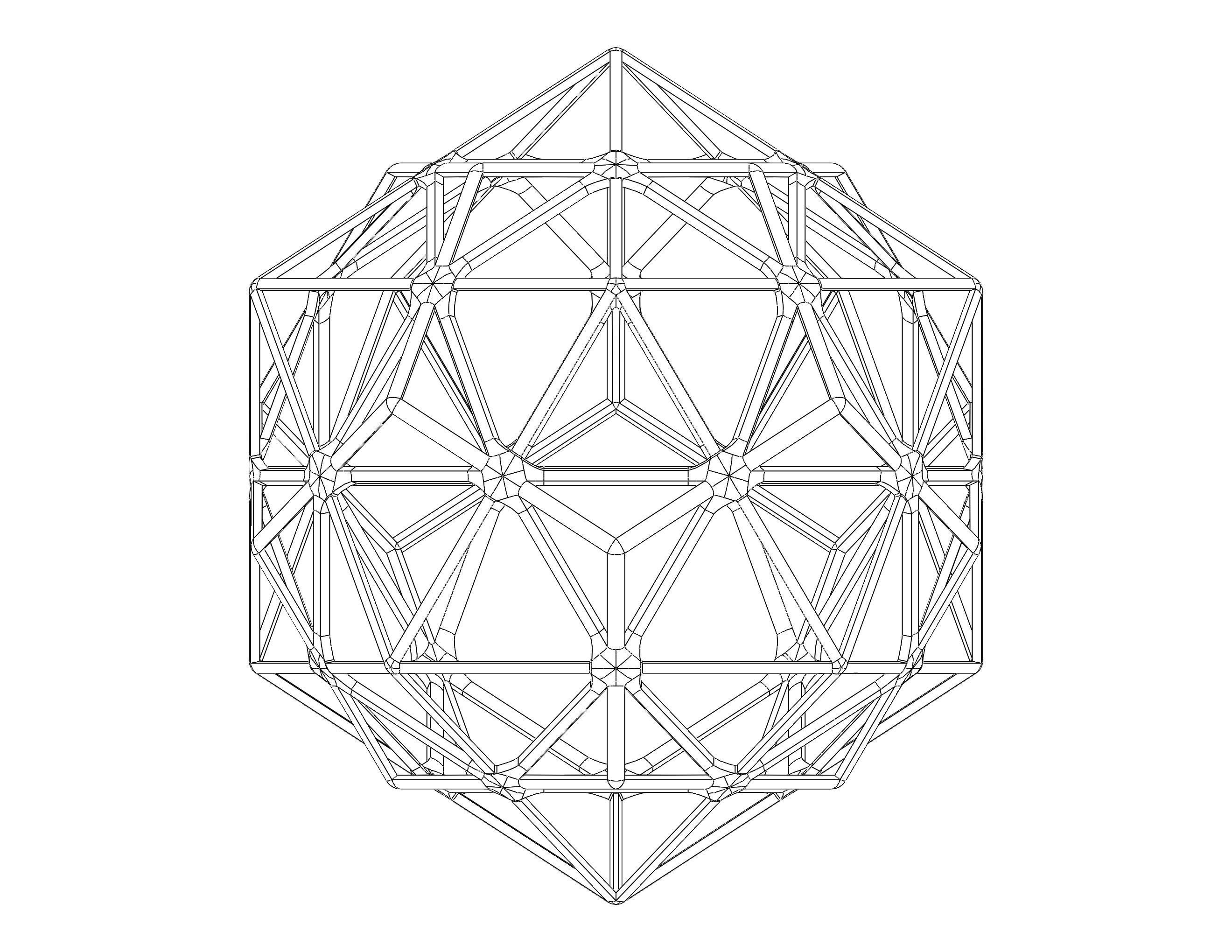 Wireframe Shape Compound of Dodecahedron and Icosahedron 3D print model_39