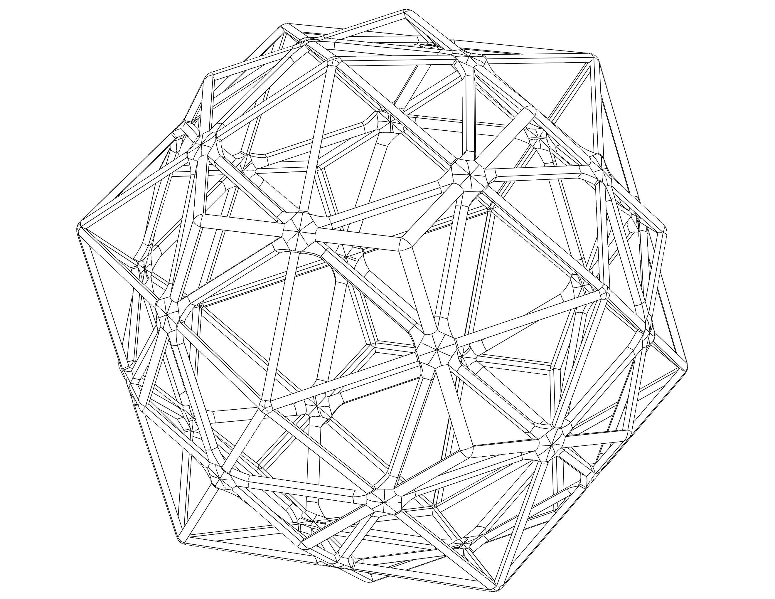 Wireframe Shape Compound of Dodecahedron and Icosahedron 3D print model_3