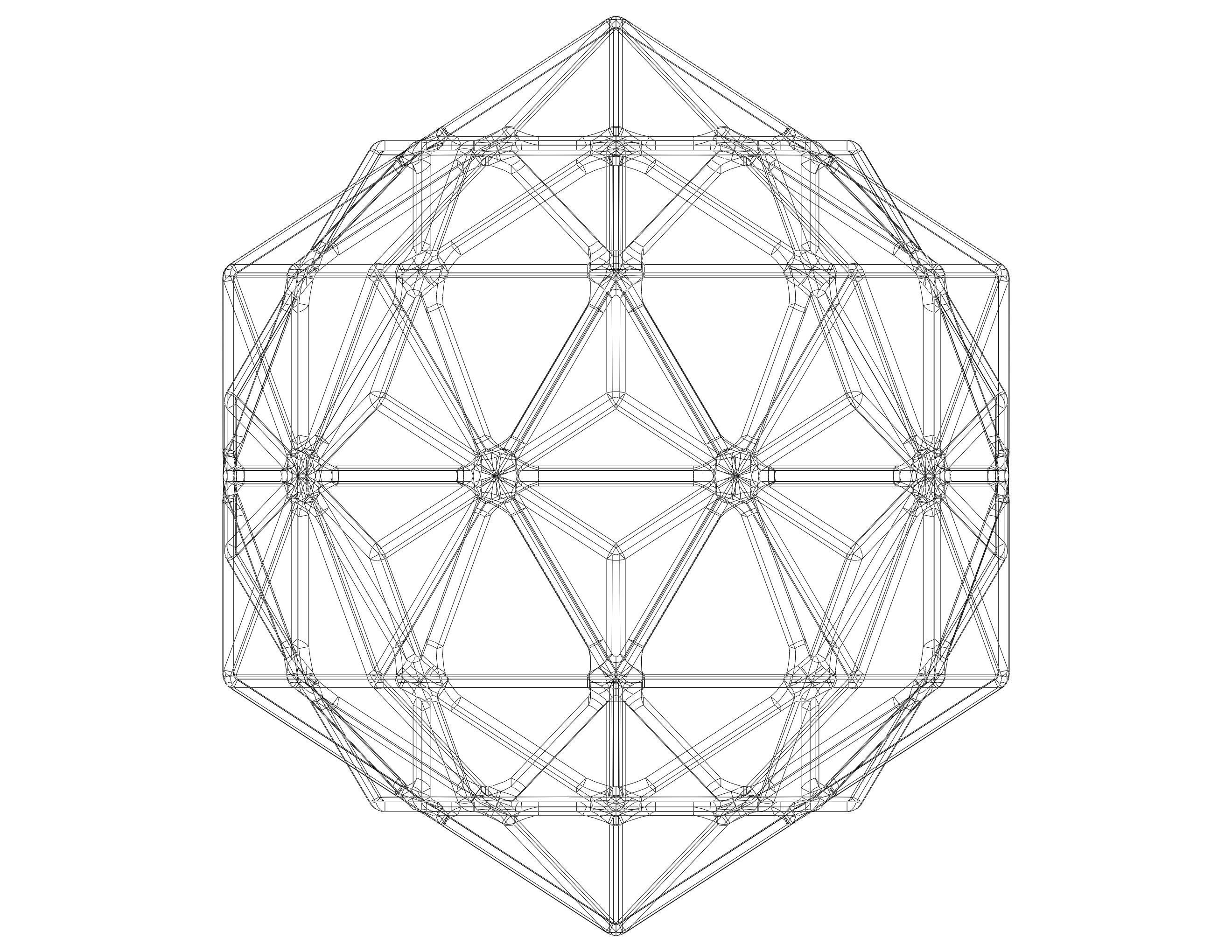 Wireframe Shape Compound of Dodecahedron and Icosahedron 3D print model_17