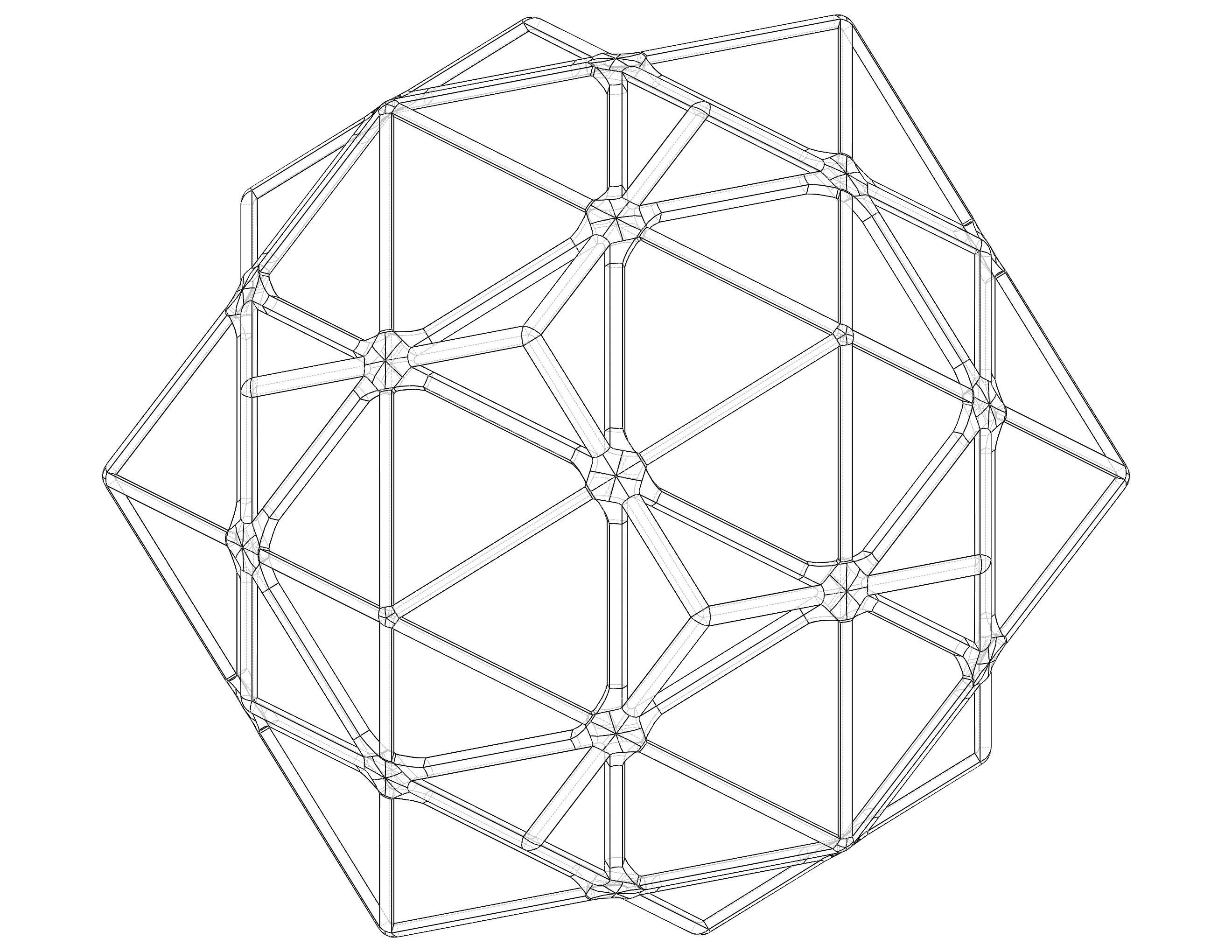 Wireframe Shape Compound of Dodecahedron and Icosahedron 3D print model_32