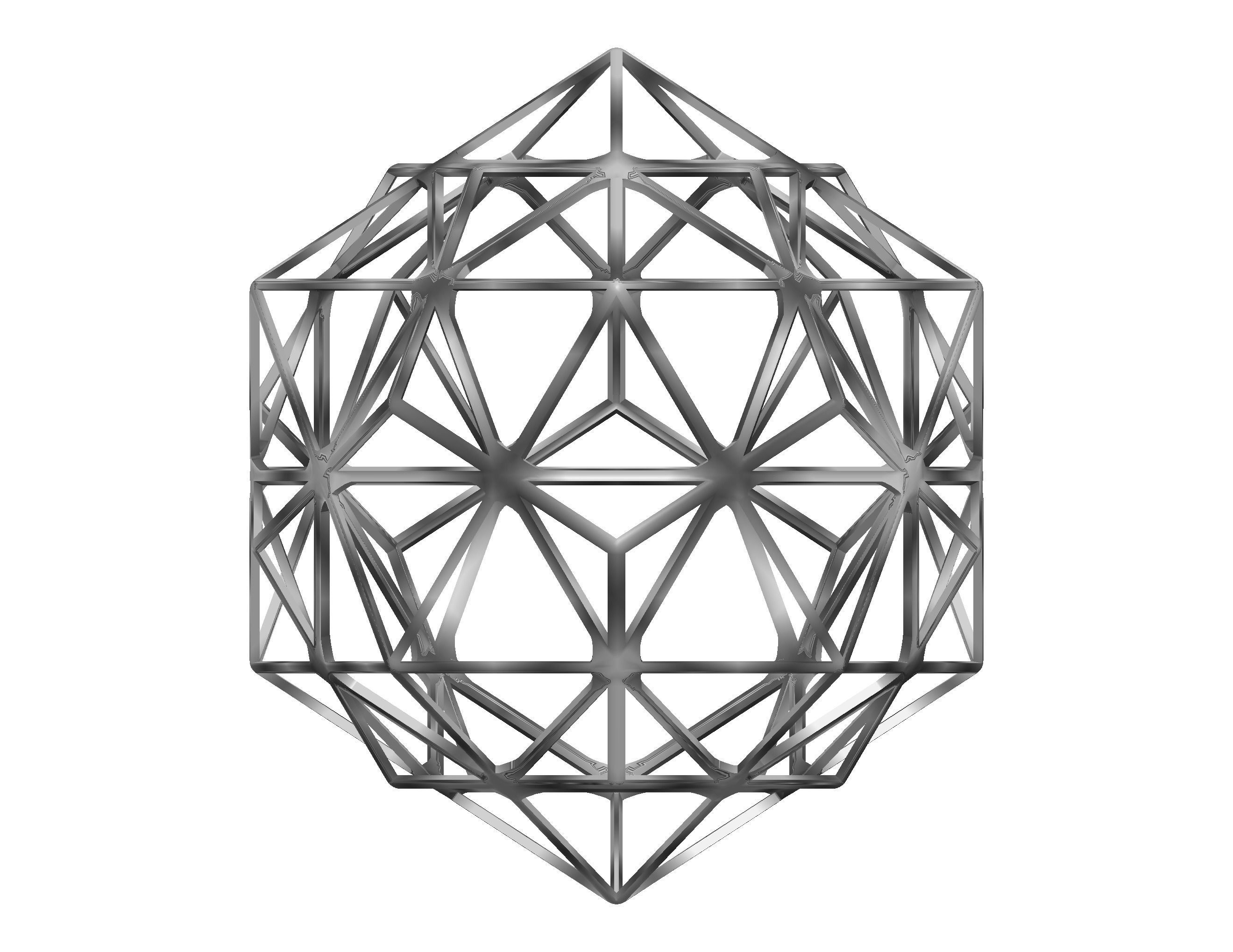 Wireframe Shape Compound of Dodecahedron and Icosahedron 3D print model_42