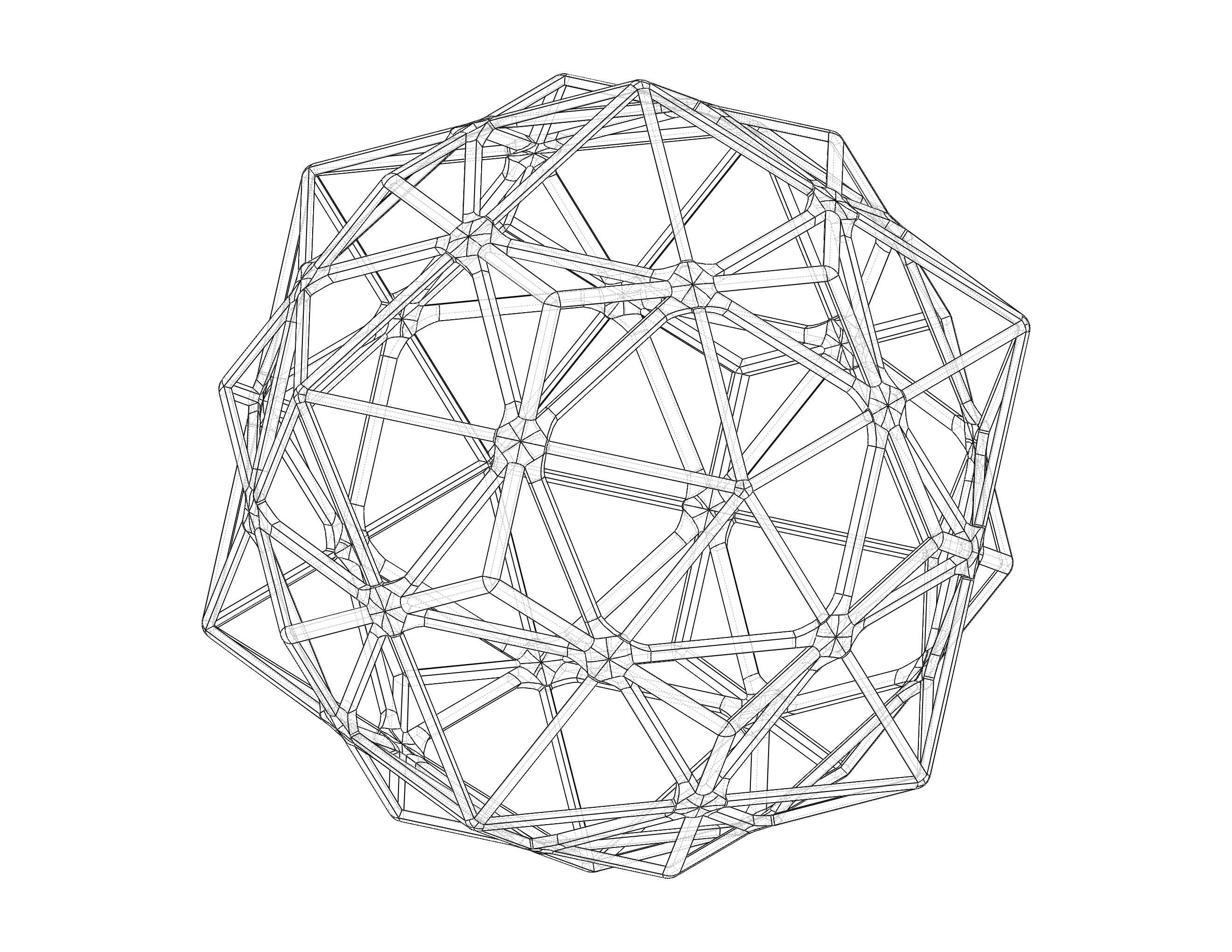 Wireframe Shape Compound of Dodecahedron and Icosahedron 3D print model_36