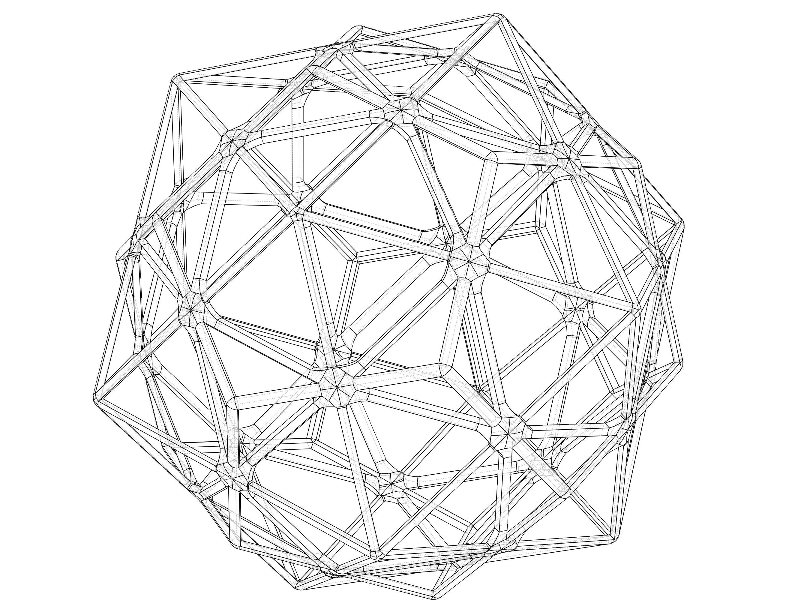 Wireframe Shape Compound of Dodecahedron and Icosahedron 3D print model_28