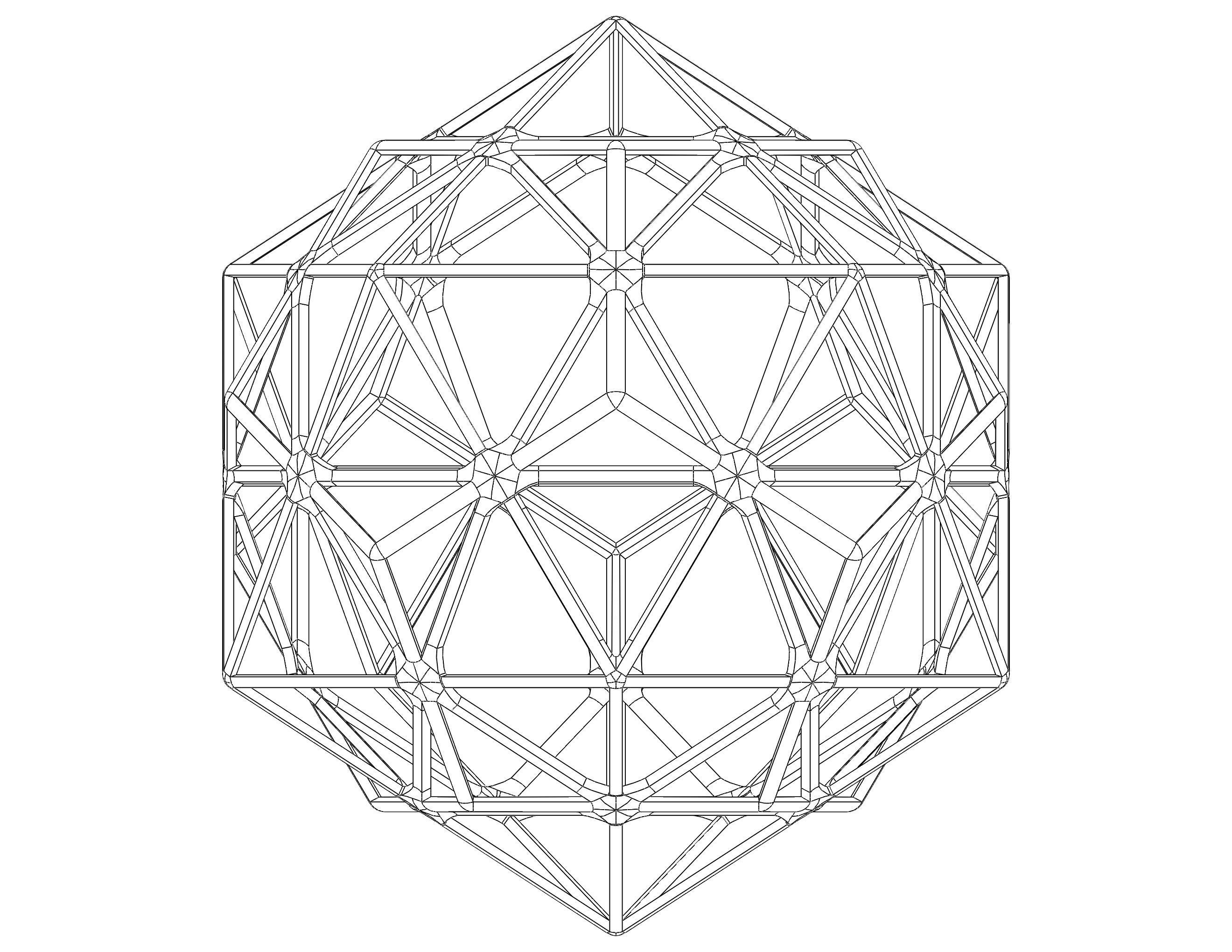 Wireframe Shape Compound of Dodecahedron and Icosahedron 3D print model_15