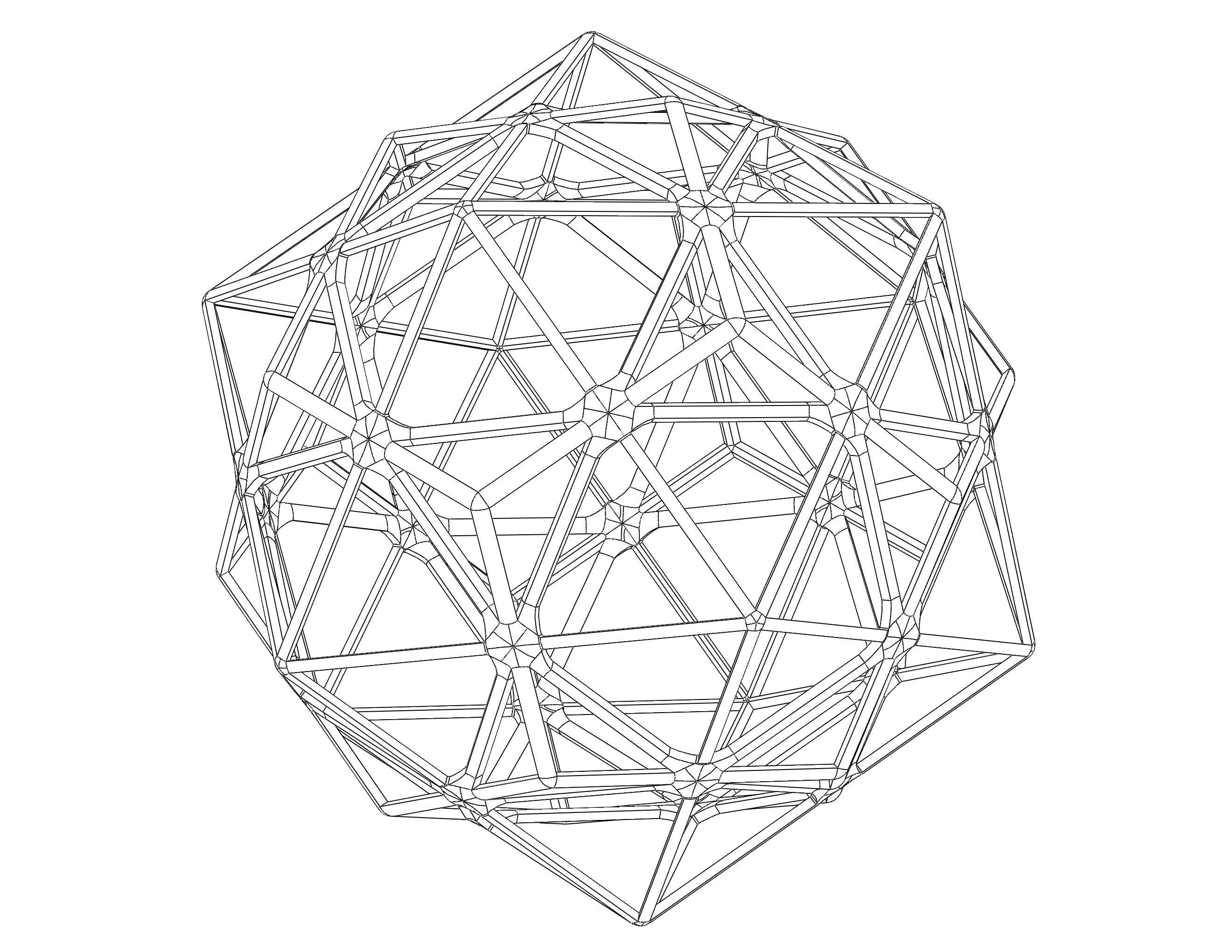Wireframe Shape Compound of Dodecahedron and Icosahedron 3D print model_7