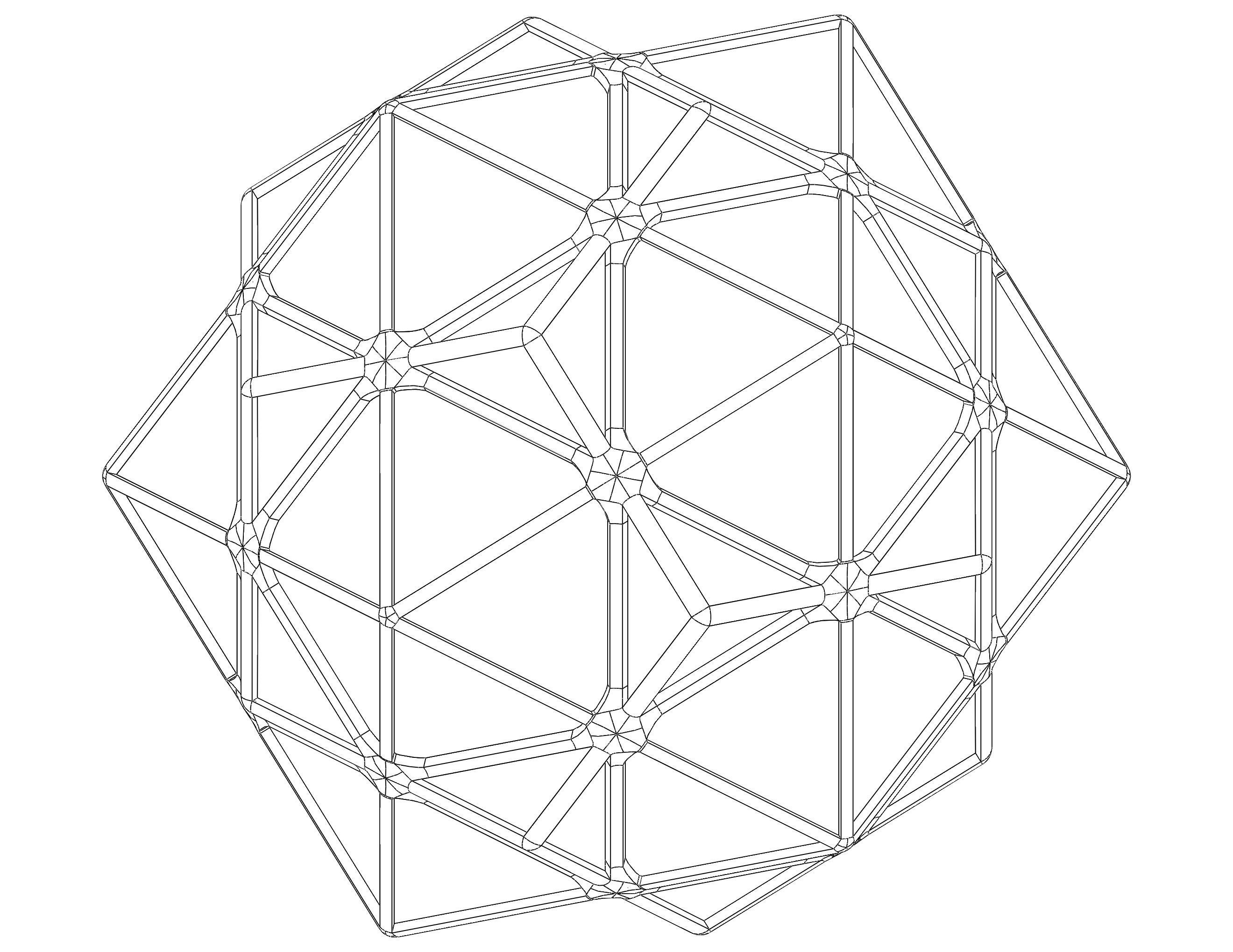 Wireframe Shape Compound of Dodecahedron and Icosahedron 3D print model_31