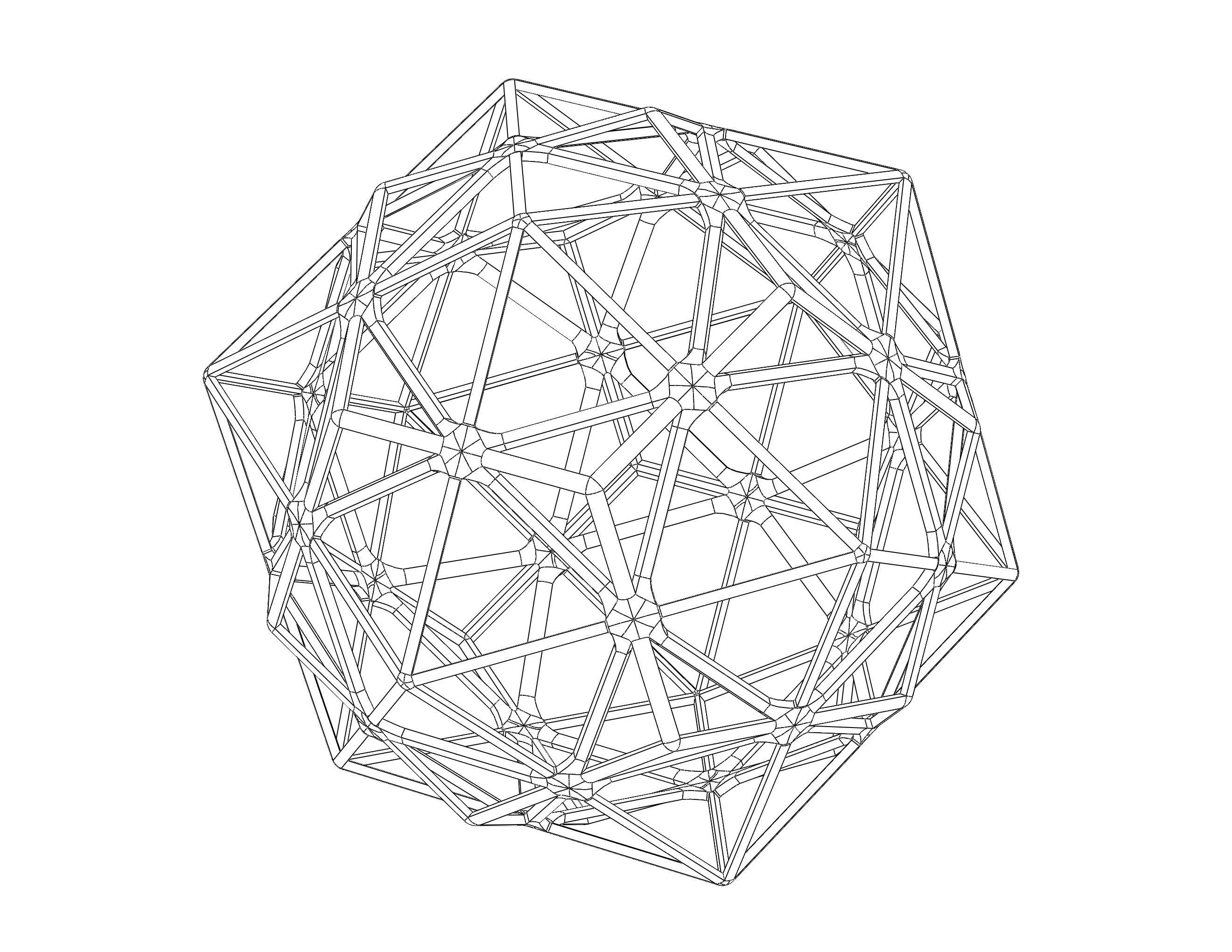 Wireframe Shape Compound of Dodecahedron and Icosahedron 3D print model_11