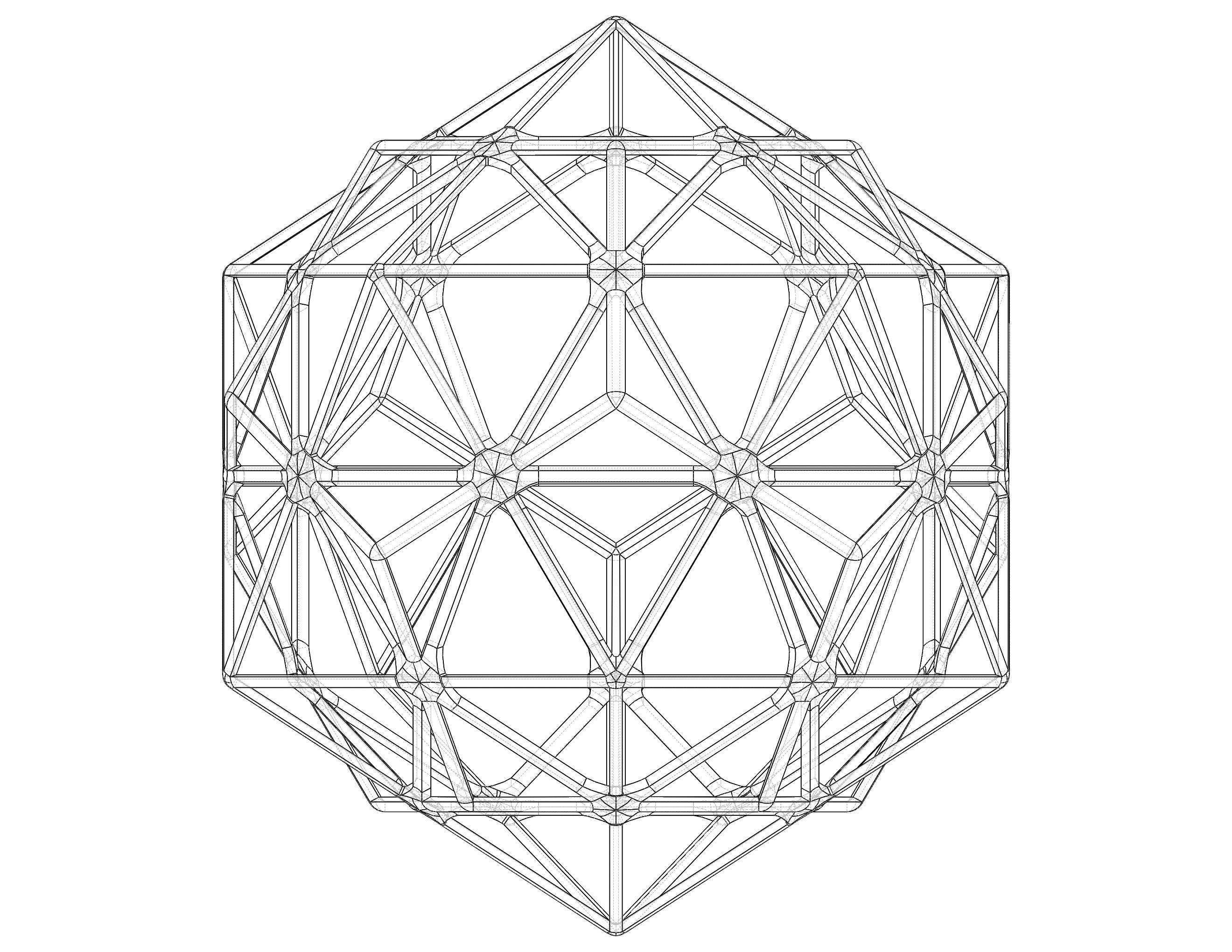 Wireframe Shape Compound of Dodecahedron and Icosahedron 3D print model_16