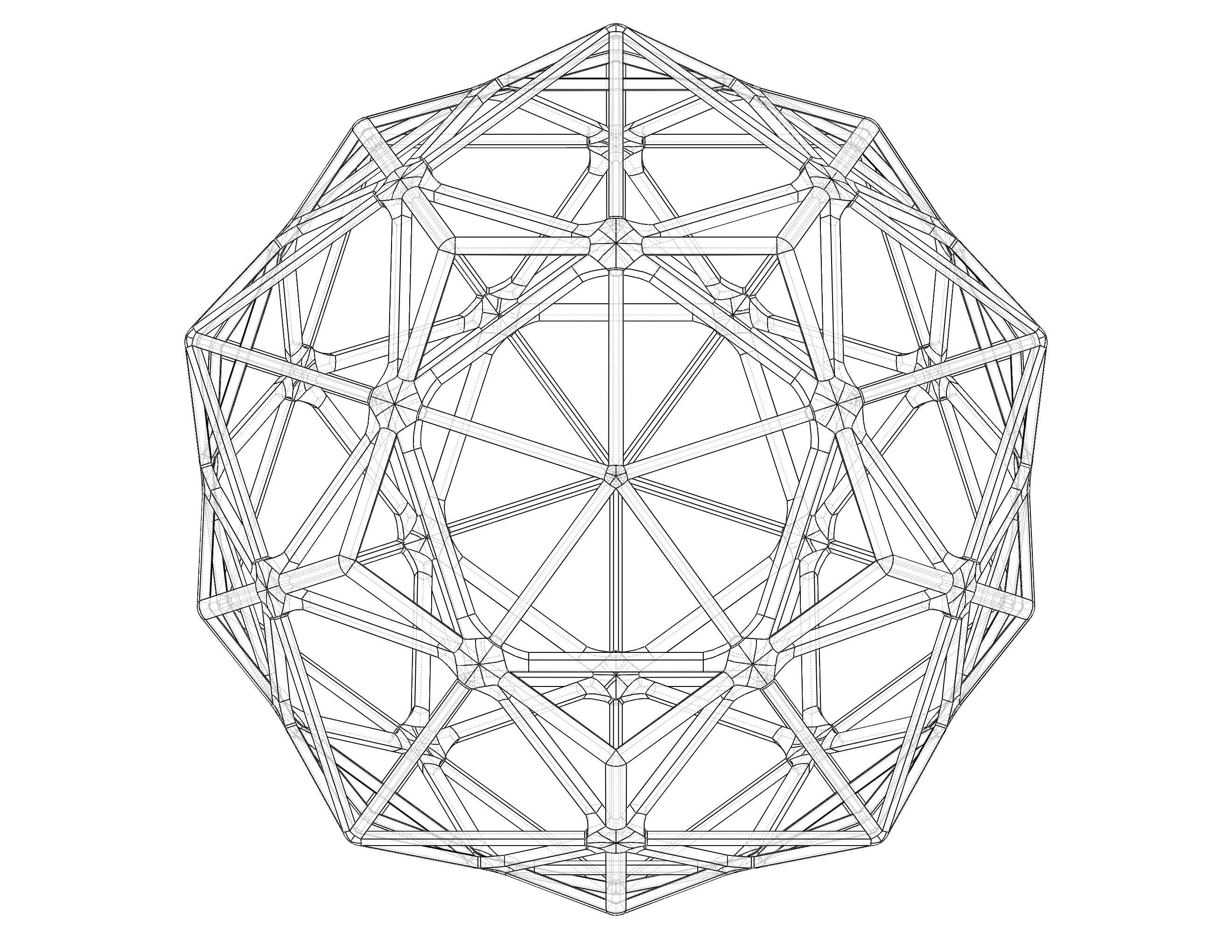 Wireframe Shape Compound of Dodecahedron and Icosahedron 3D print model_24