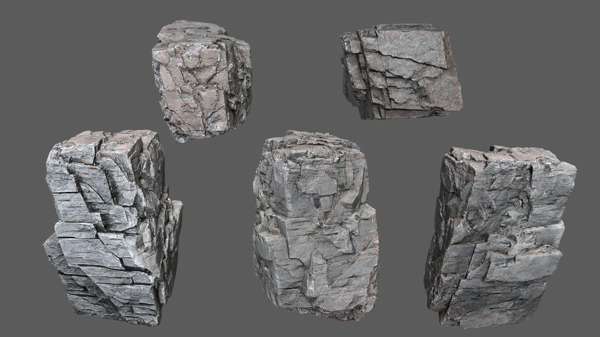cliff rocks Low-poly 3D model_14