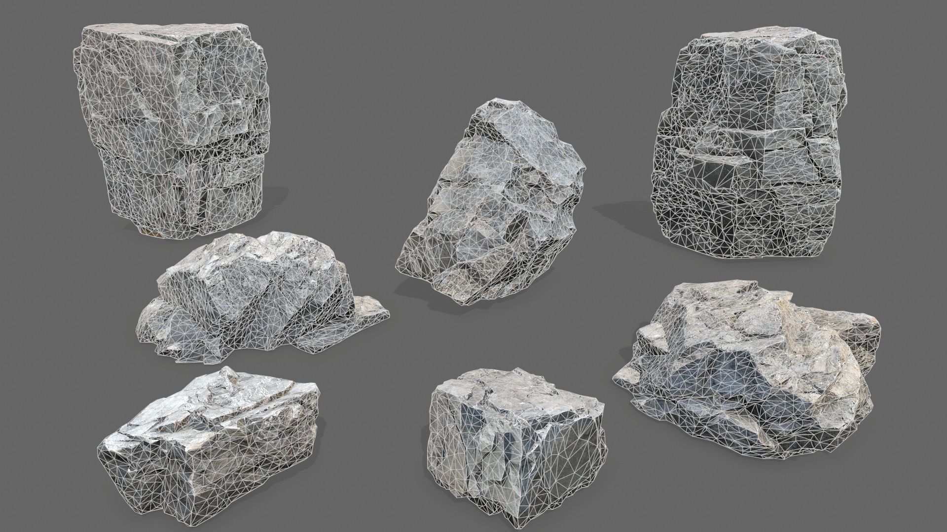 cliff rocks Low-poly 3D model_16