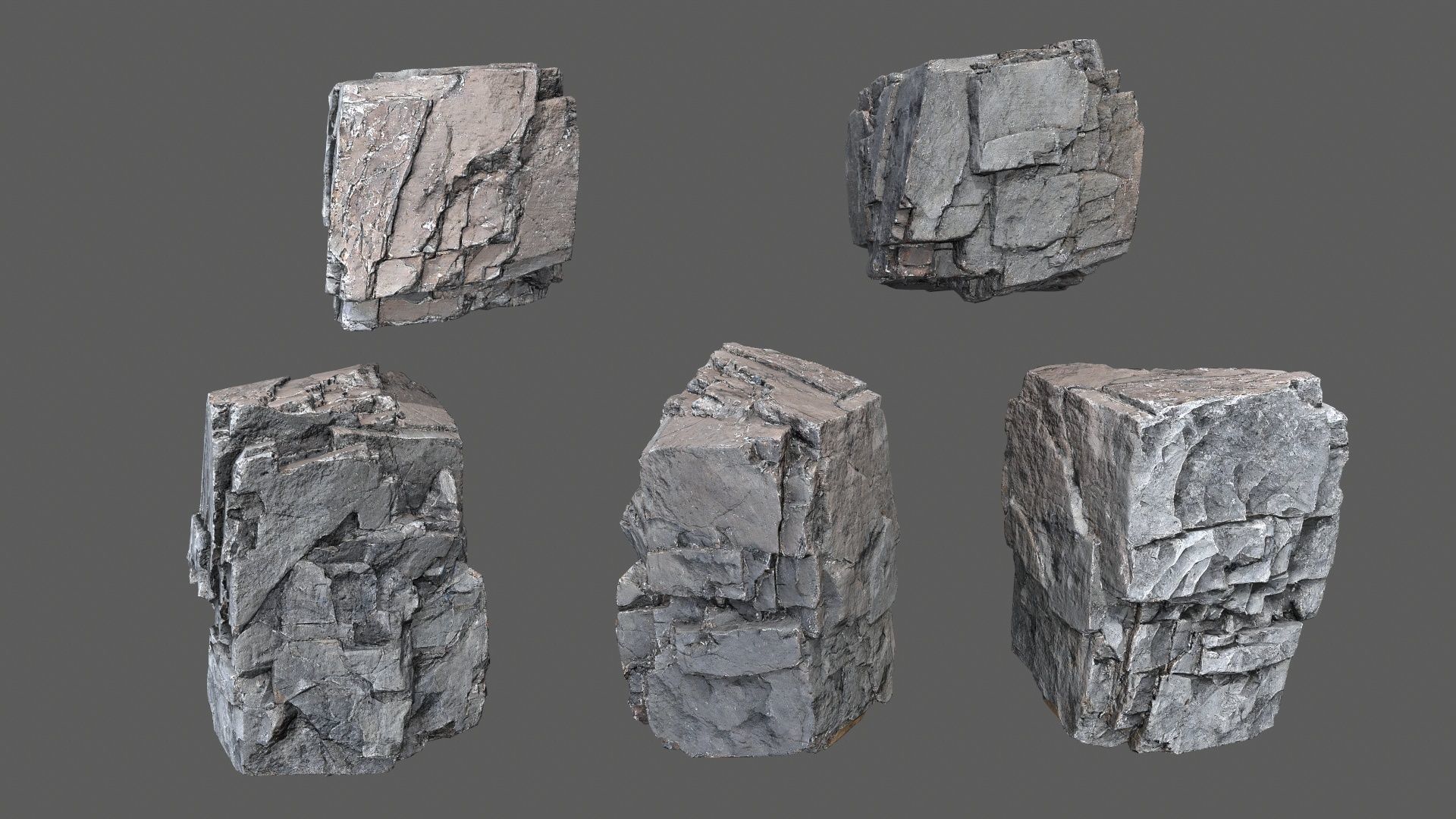 cliff rocks Low-poly 3D model_9