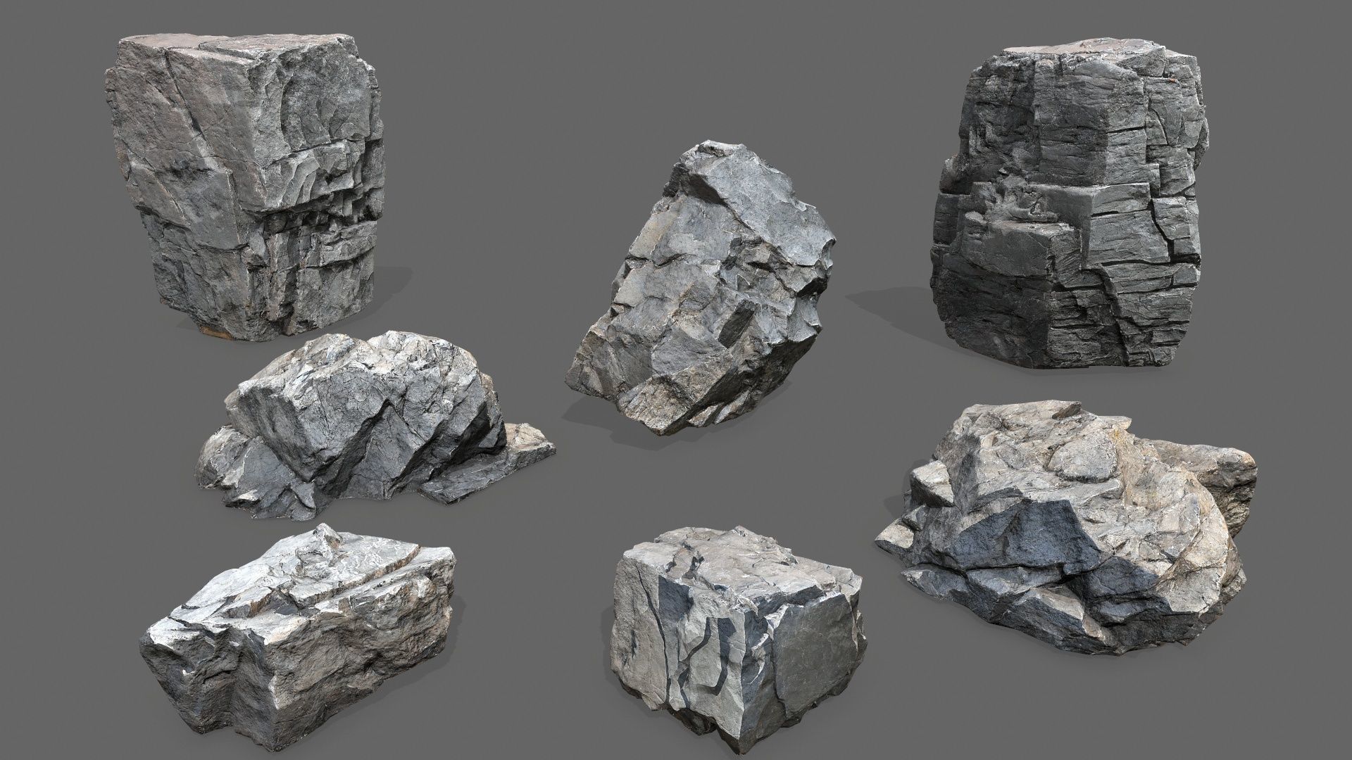 cliff rocks Low-poly 3D model_1