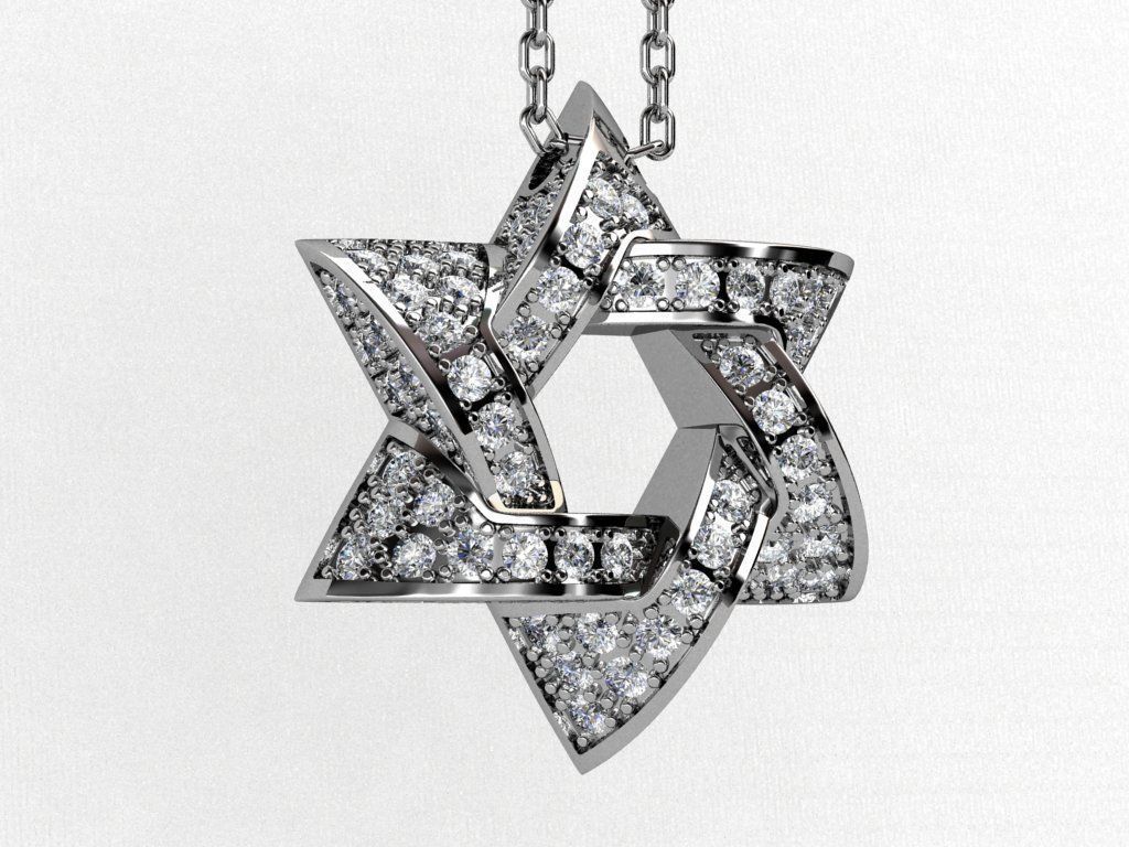 Star of David Pendant P 0005A 3D print model_8
