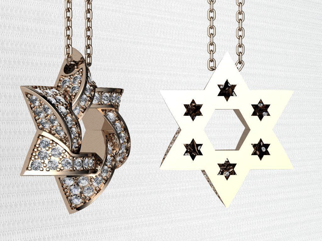Star of David Pendant P 0005A 3D print model_11