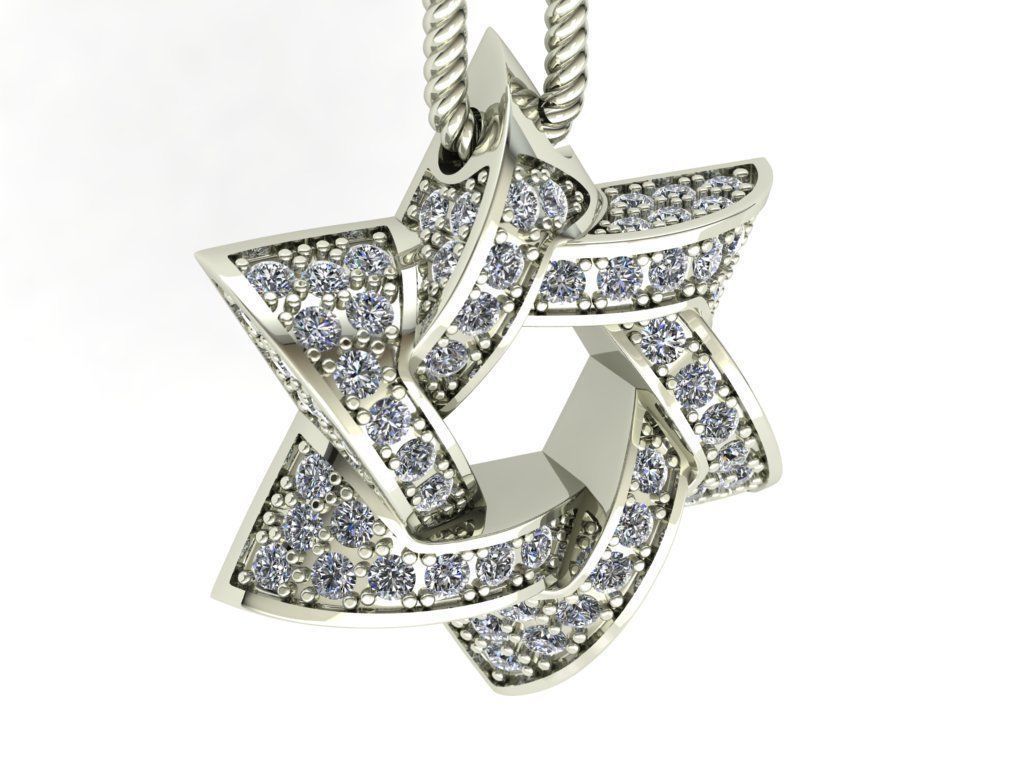 Star of David Pendant P 0005A 3D print model_3
