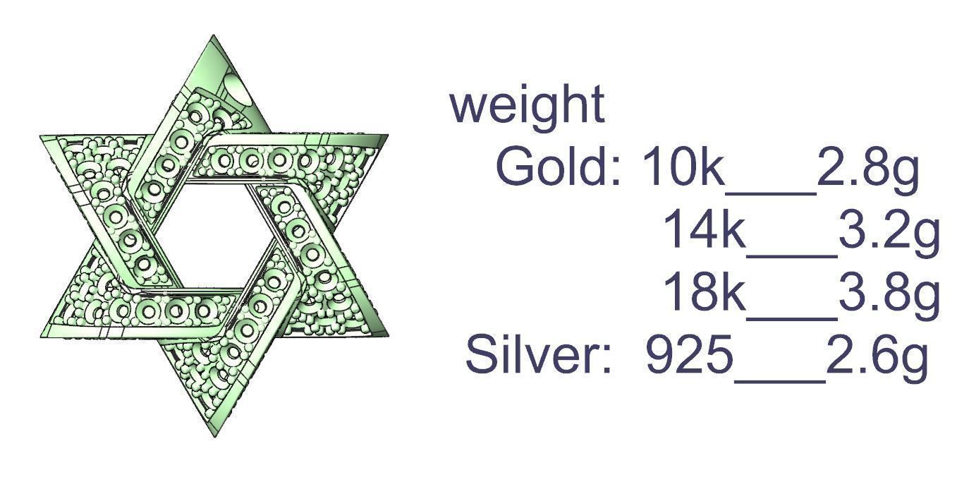 Star of David Pendant P 0005A 3D print model_12