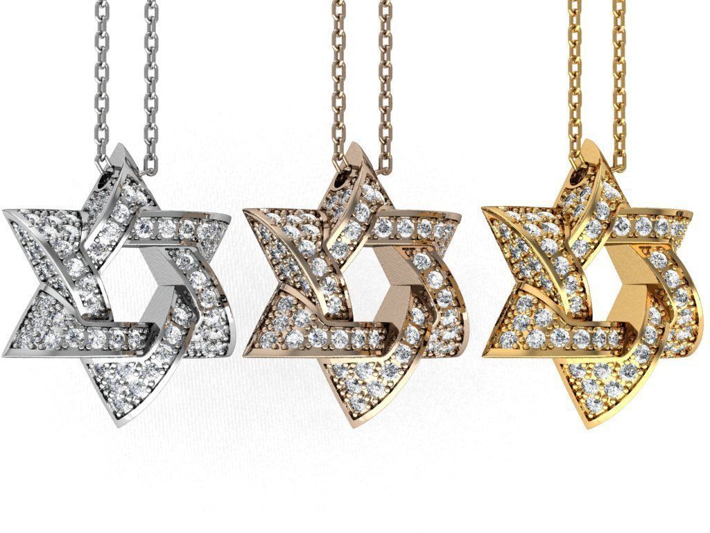 Star of David Pendant P 0005A 3D print model_2