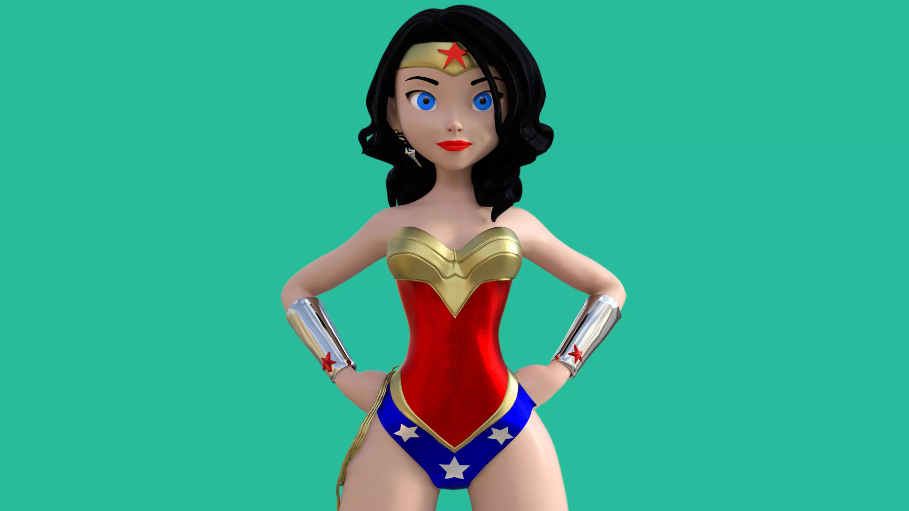 Cartoon Wonder Woman Low-poly 3D model