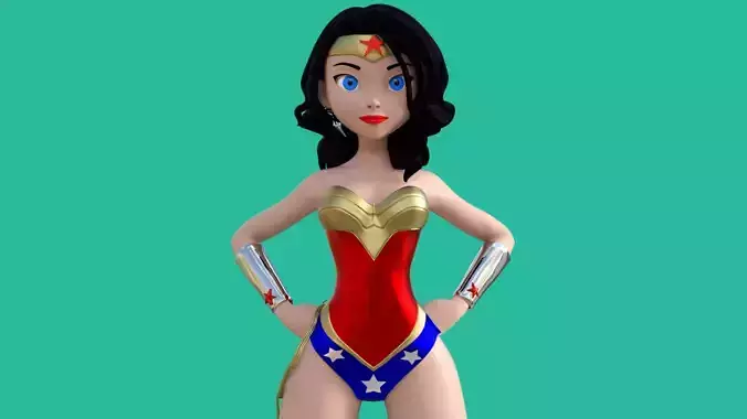Cartoon  Wonder Woman  Low-poly 3D model