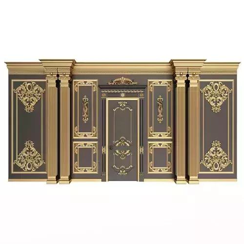 Boiserie Classic Wall with Mouldings 08 Black