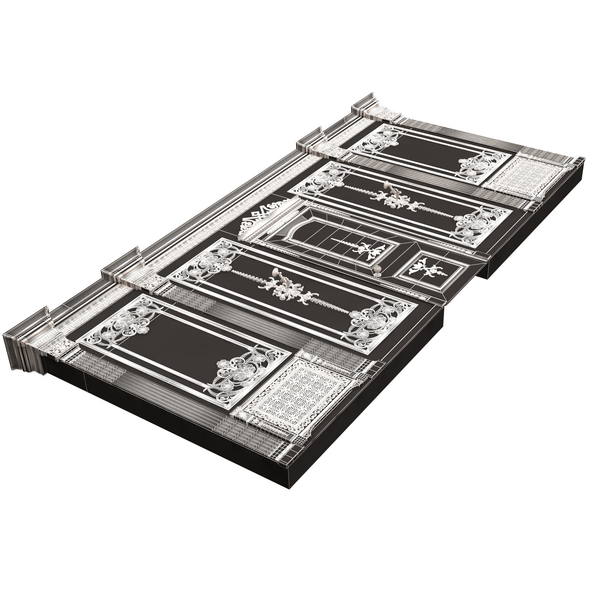 Boiserie Classic Wall with Mouldings 09 White Low-poly 3D model_11