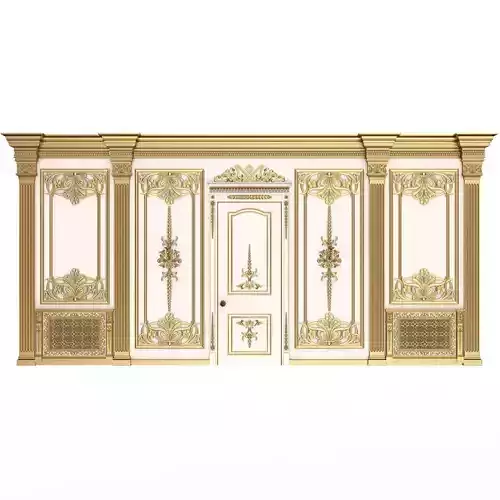 Boiserie Classic Wall with Mouldings 09 White