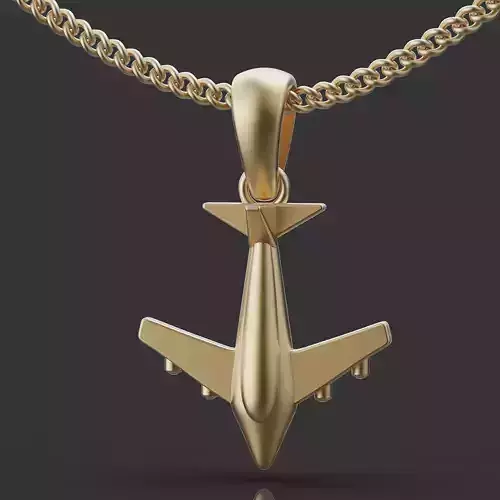 Airplane pendant silver gold printable jewelry 3D model