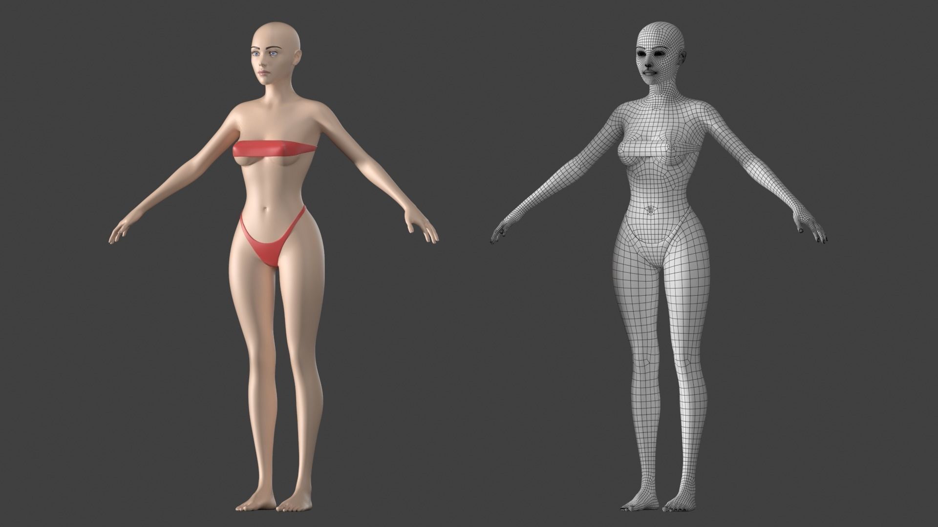 Stylized Female 01 A-Pose Base Mesh 3D model_1