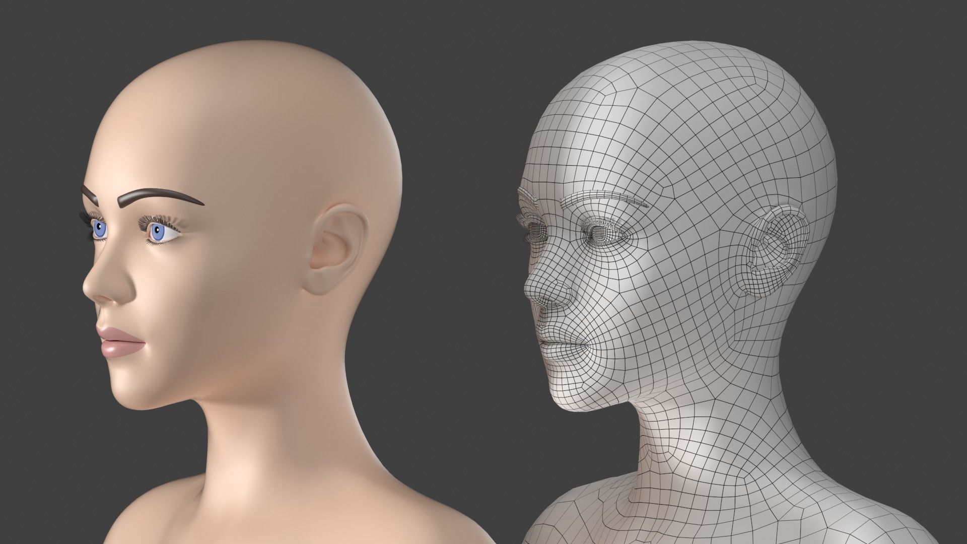 Stylized Female 01 A-Pose Base Mesh 3D model_17